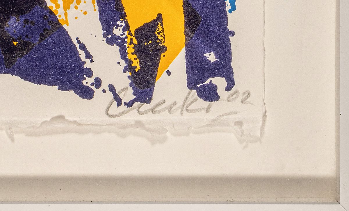 Detail a: Günther Uecker, geb. 1938, Prägedruck und Farblithografie auf Velin, handsigniert und num. 75/100, aus 2002, Blattgr. 30 x 21 cm, Rahmen ca. 38.5 x ...