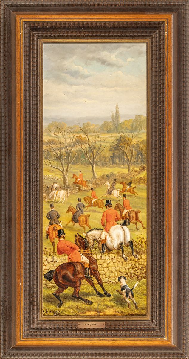 Detail l: Edward Benjamin Herberte, um 1857-1893 britisch, zwei Pendants, gemischtes Pferderennen, vielfigurige Szene mit Reiterinnen u. Reitern beim ...