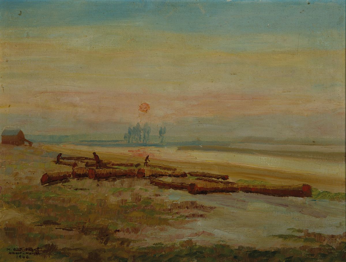 Karl Ludwig Nagel, 1898-1959, Der Albert-Kanal bei Hasselt, Öl/Hartfaser, links unten signiert und bez., dat. 1940, ca. 40x51cm, R. ca. 47x58cm