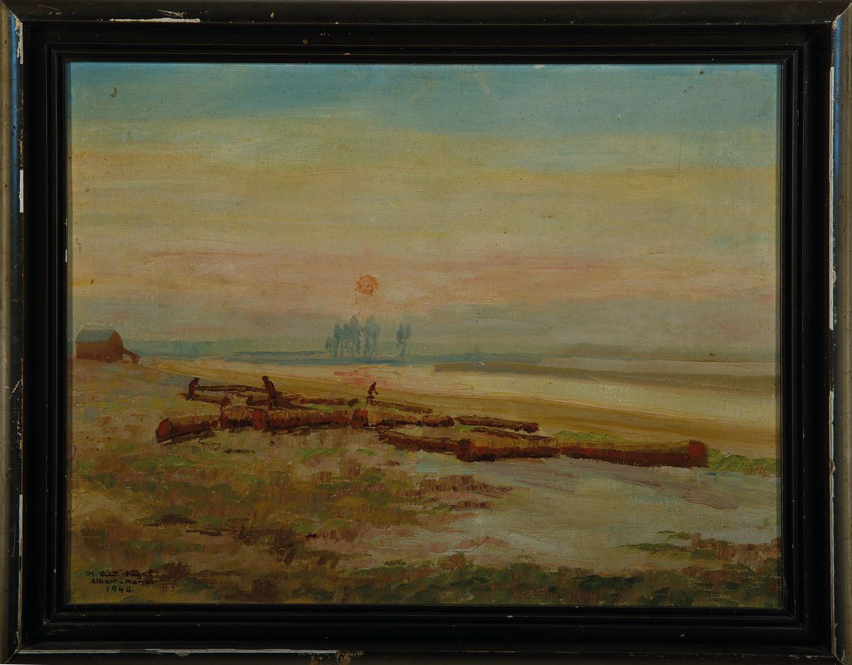 Detail k: Karl Ludwig Nagel, 1898-1959, Der Albert-Kanal bei Hasselt, Öl/Hartfaser, links unten signiert und bez., dat. 1940, ca. 40x51cm, R. ca. 47x58cm