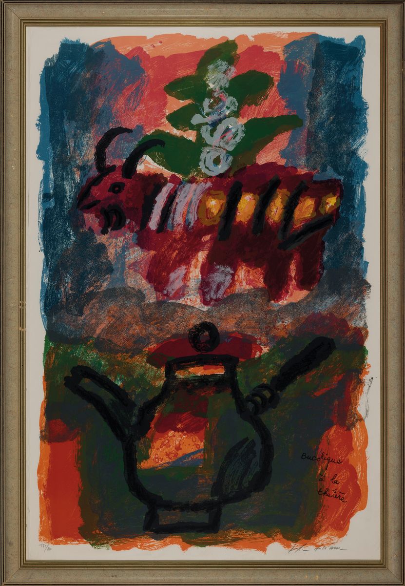 Detail k: Théo Tobiasse, 1927 Tel Aviv-2012 Cagnes-sur- Mer, Bucolique a la théière, Farblithographie, handsigniert und num. 191/ 310, ca. 88x55cm, u.Gl., ...