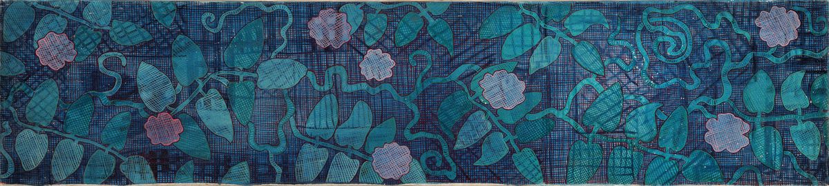 Hermann Schütte, 1893 Osnabrück-1973 Hamburg, 2 Pendants, abstrakte Blumenwinden auf geometrischen Mustern, Öl/Lwd, leichte Farbabreibungen, je ...