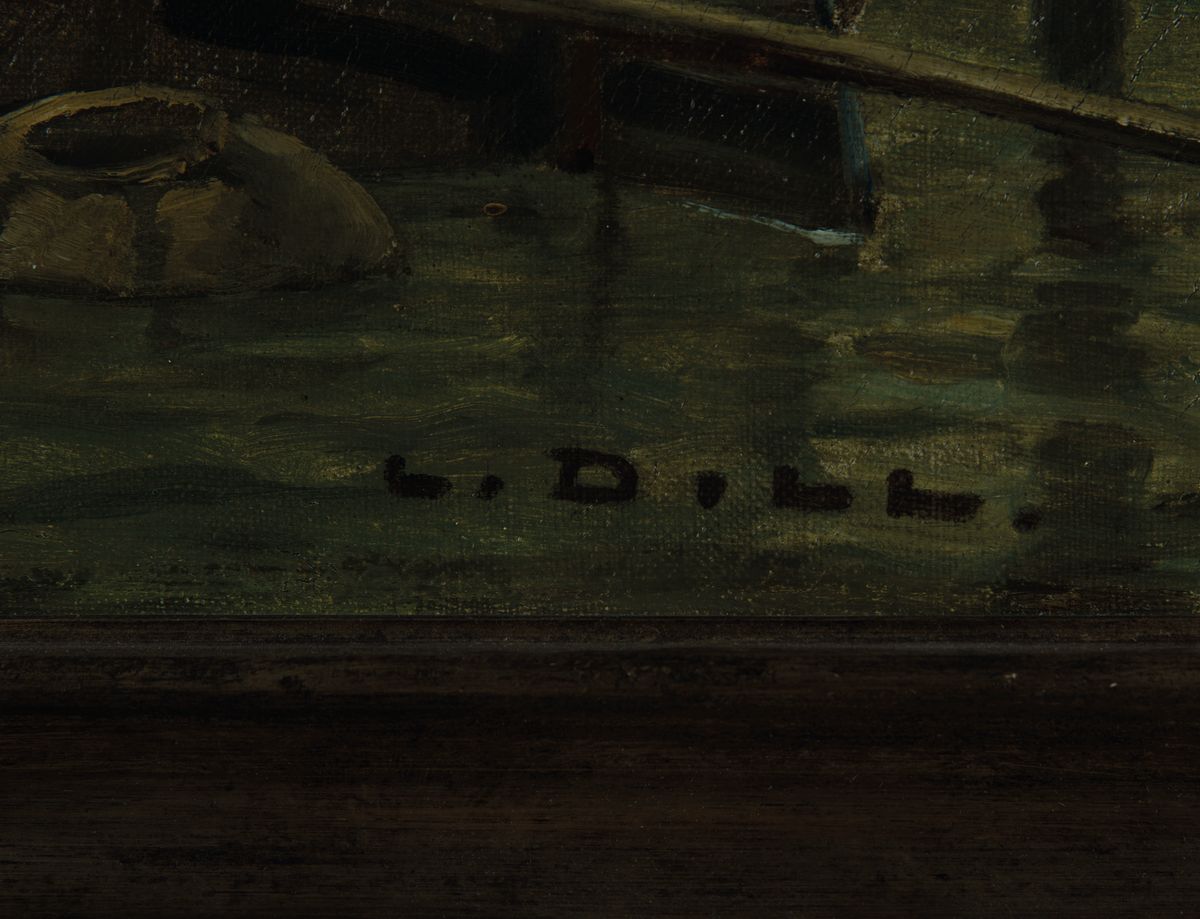 Detail a: Ludwig Dill, 1848 Gernsbach-1940 Karlsruhe, Fischerboote bei Chioggia, Öl/Lwd, rechts unten signiert, ca. 60x80cm, R. ca. 76x96cm