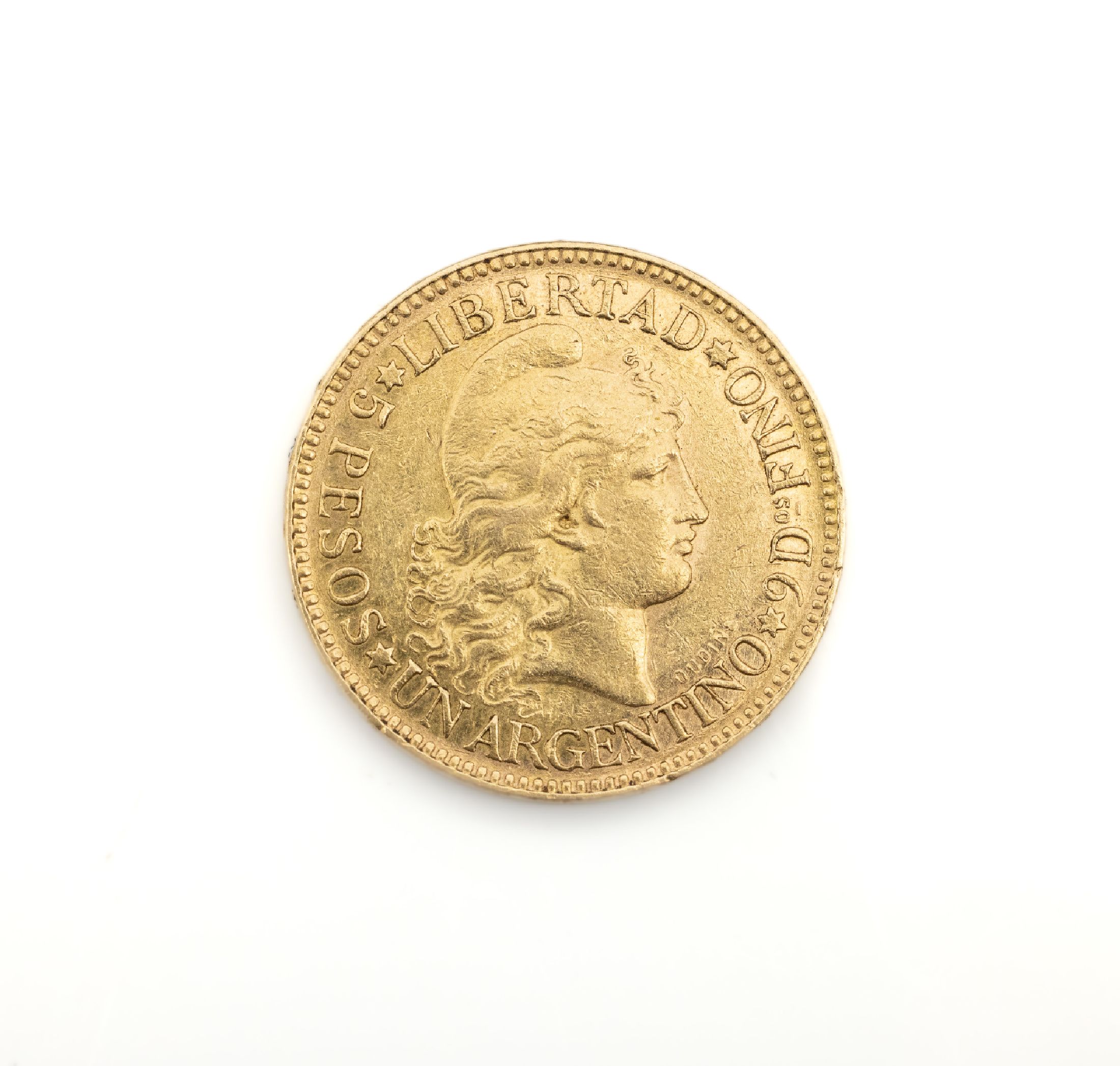 Goldmünze 5 Pesos 1886, Argentinien