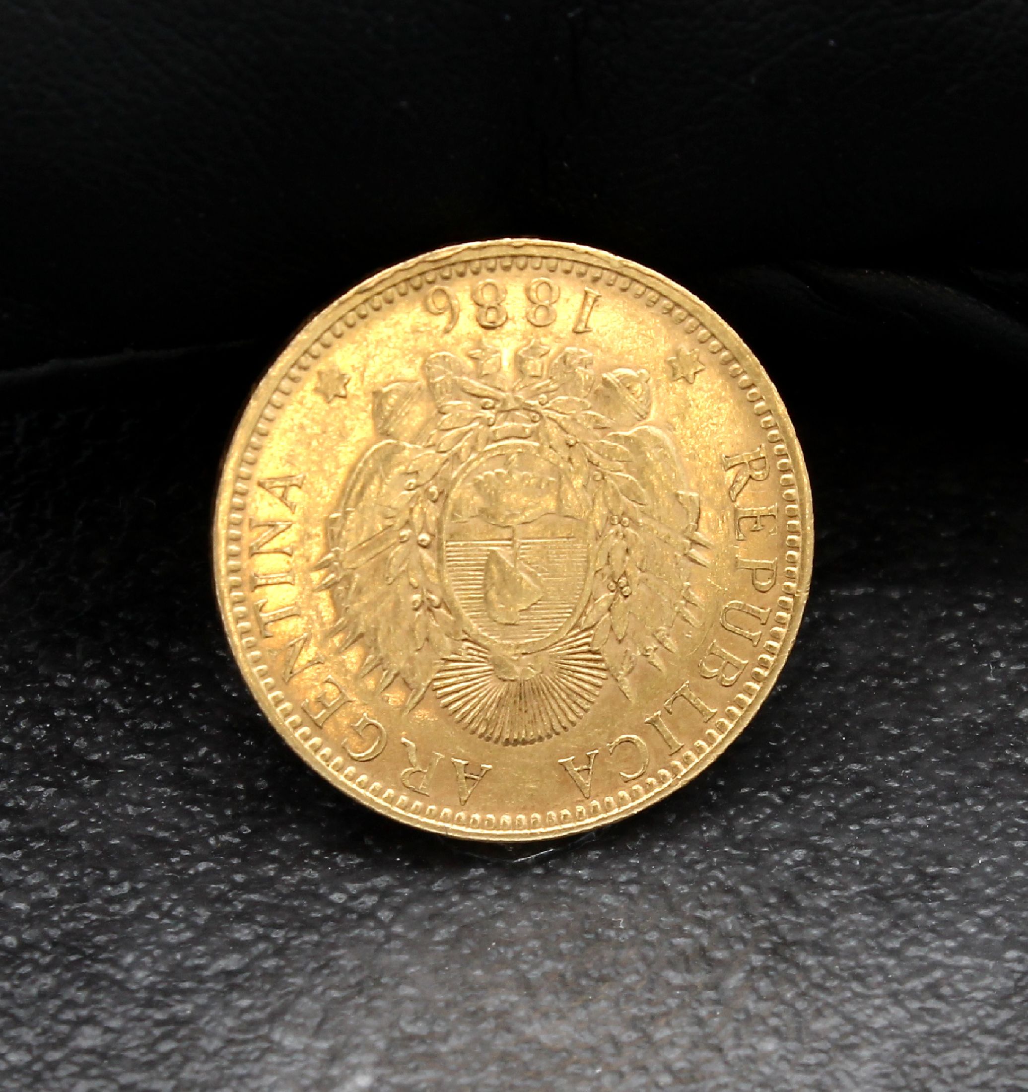 Detail b: Goldmünze 5 Pesos 1886, Argentinien