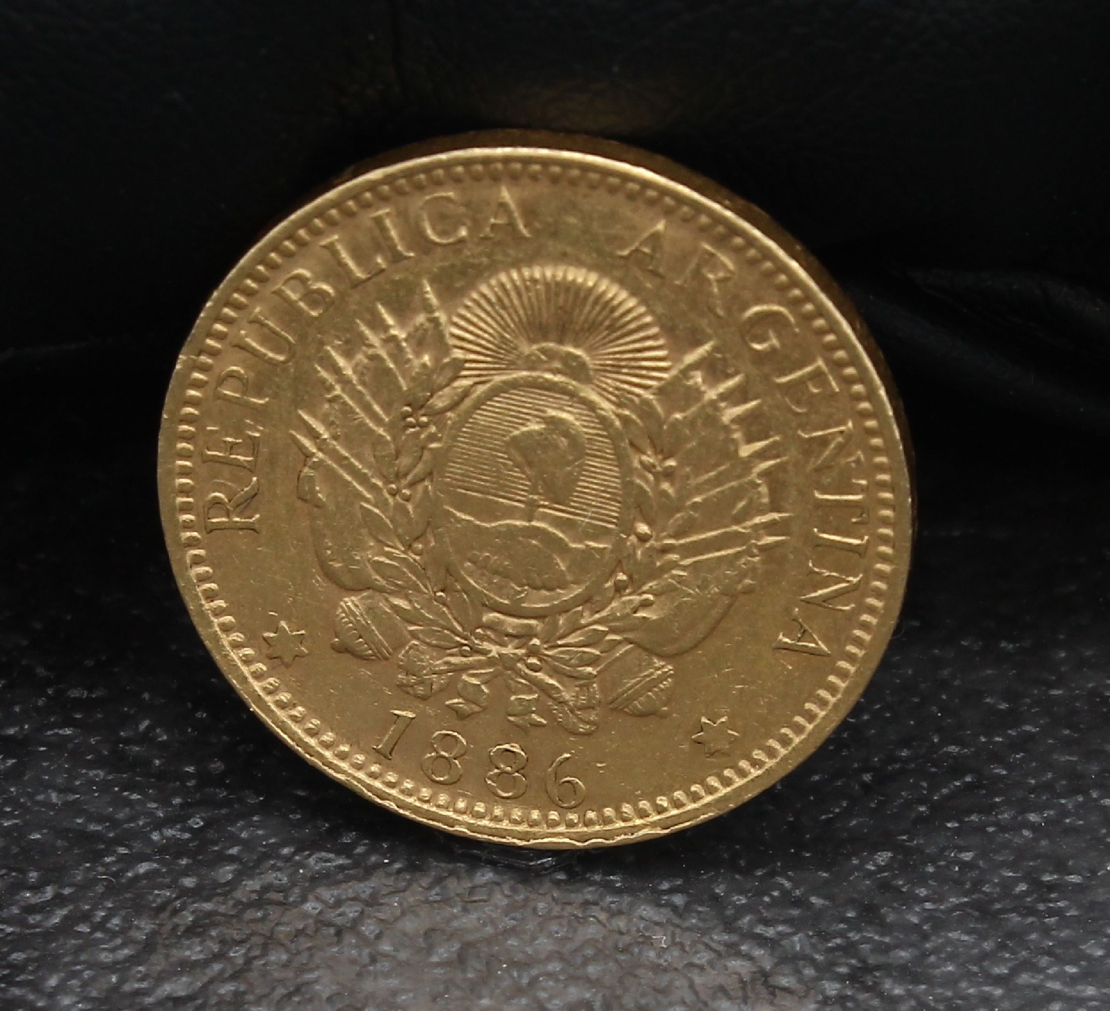 Detail d: Goldmünze 5 Pesos 1886, Argentinien