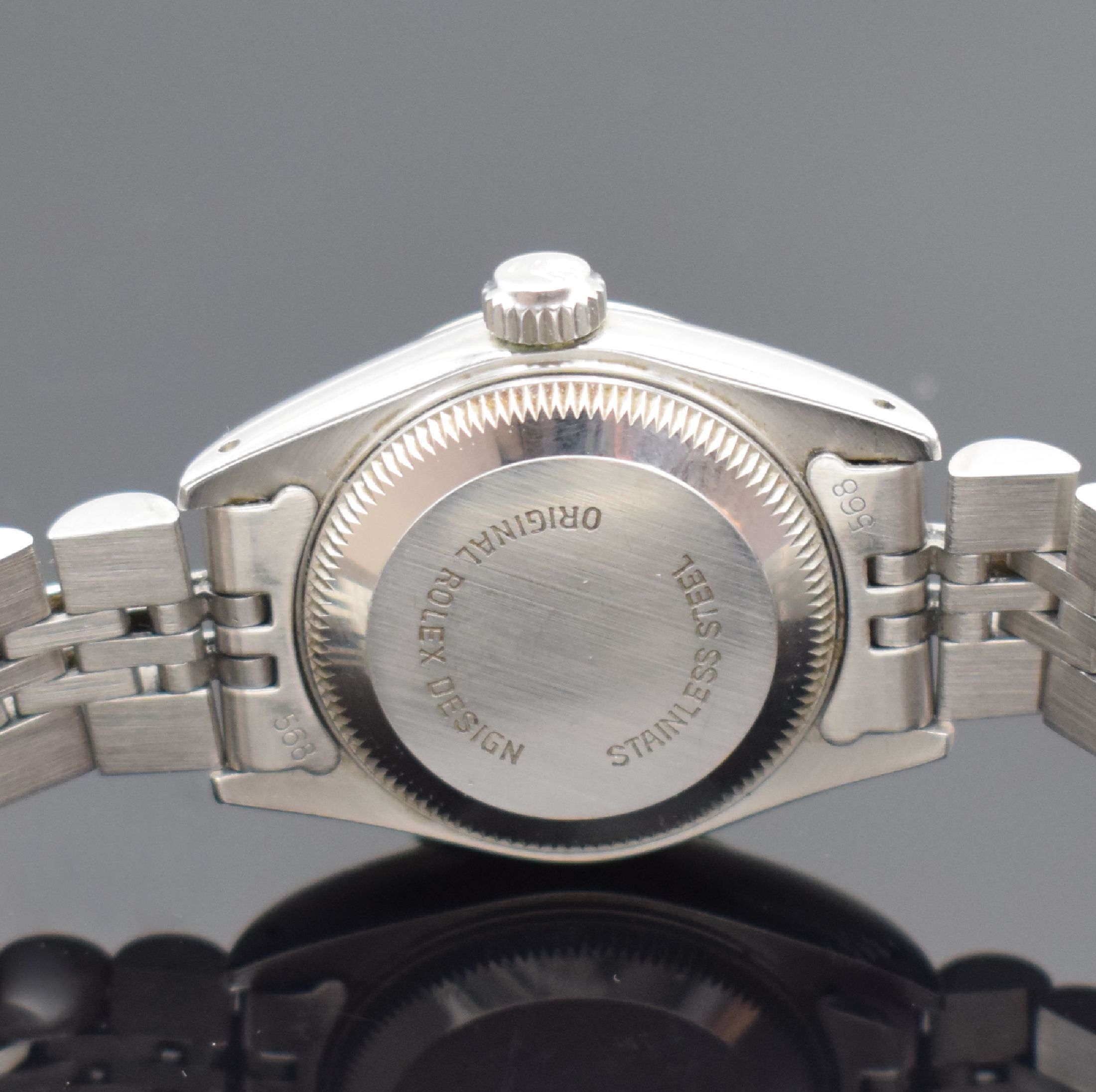 Detail d: ROLEX Damenarmbanduhr Oyster Perpetual Datejust Referenz 69174, Automatik, Chronometer der Superlative in Edelstahl inkl. Jubileeband, geriffelte ...