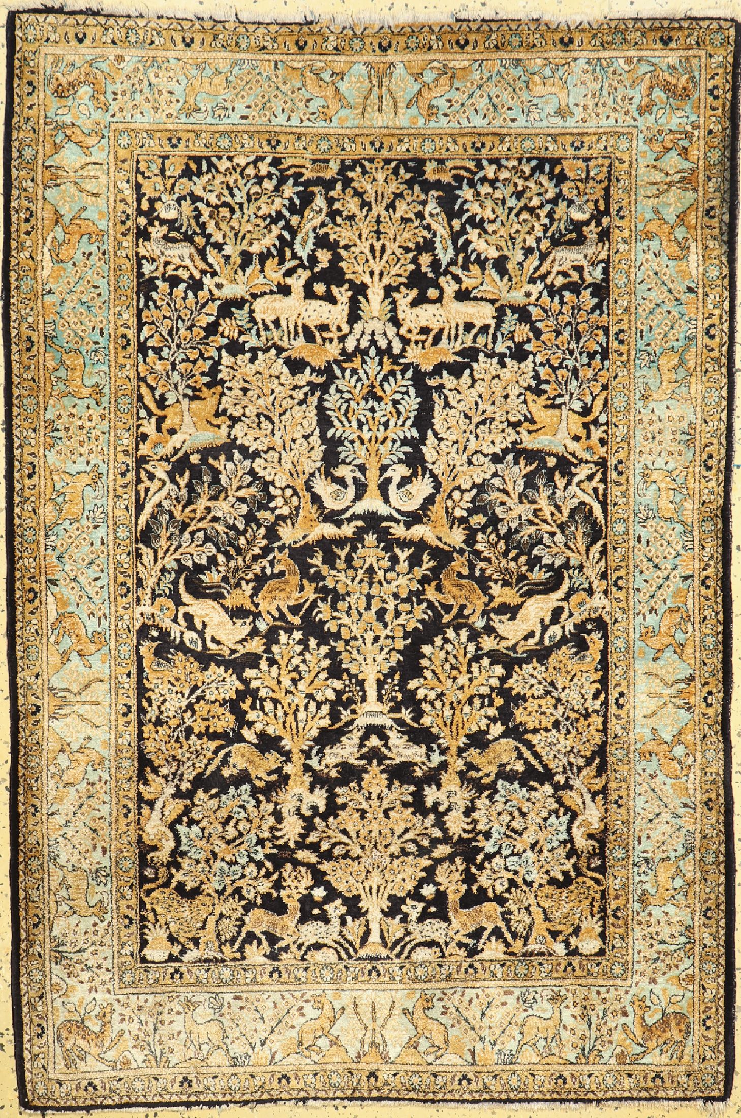 Ghom Seide alt, Persien, um 1950, reine Naturseide, ca. 163 x 110 cm, EHZ:3