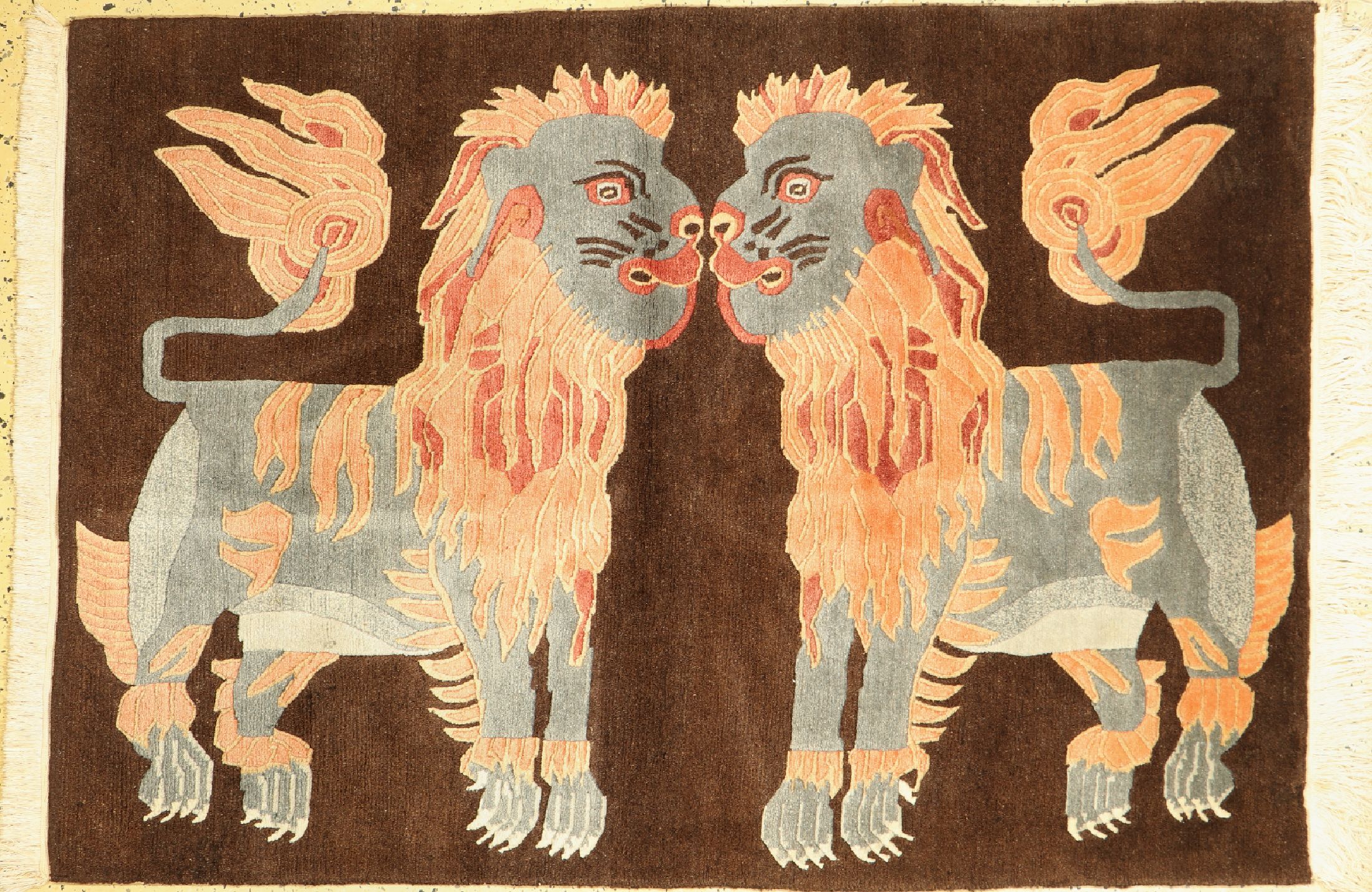 Nepal alt, um 1960, Wolle auf Baumwolle, ca. 176 x 123 cm,EHZ: 1(kleine Florfehlstelle)