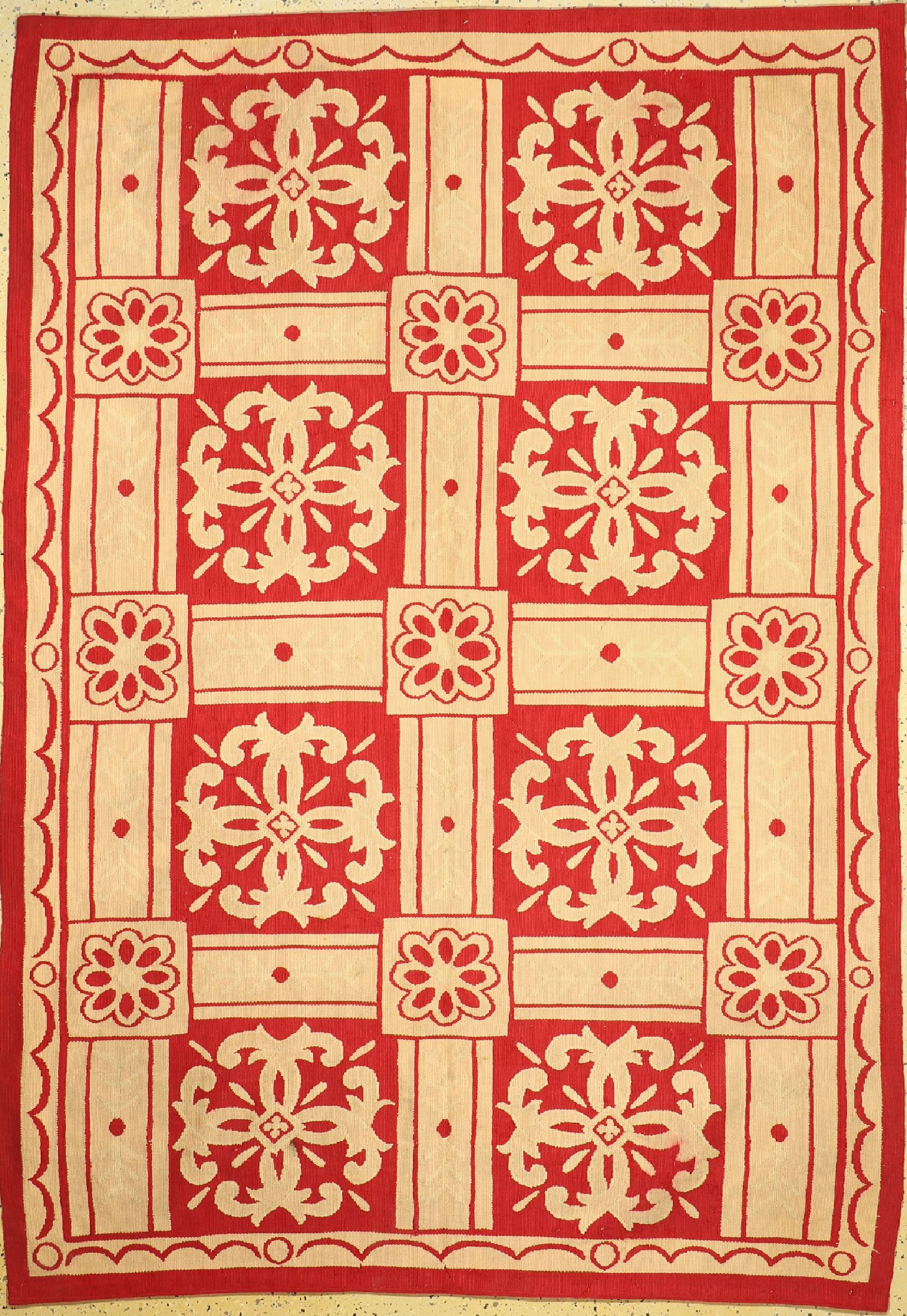 Kelim, Europa, um 1960, Wolle auf Baumwolle, ca. 233 x 165 cm, EHZ: 2(verschmutzt)