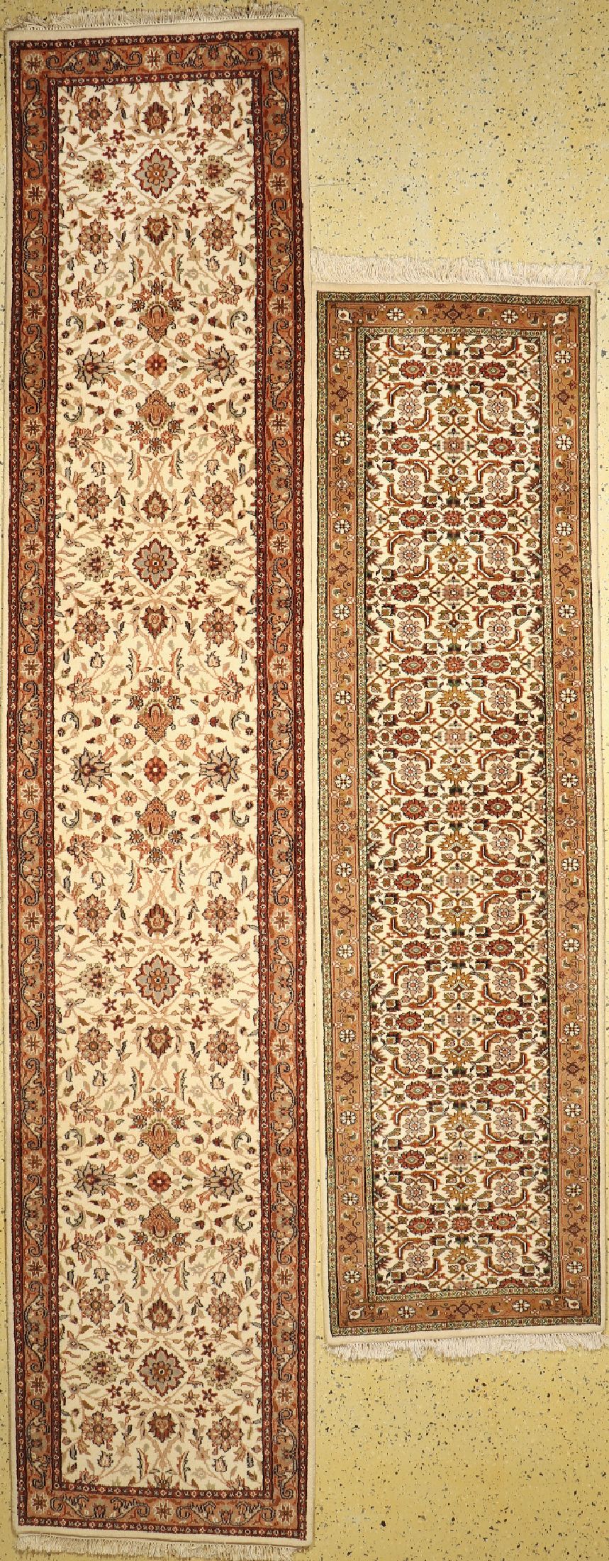 2 Bidjar, Indien, ca. 50 Jahre, Wolle auf Baumwolle, ca. 405 x 82 cm & ca. 276 x 75 cm, EHZ: 1