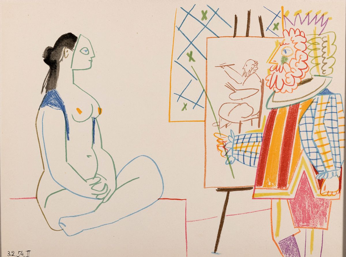 Pablo Picasso, 1881-1973, Farblithographie aus Verve, Mourlot Paris 1954, ca. 24x32cm, PP, ca. 47x60cm