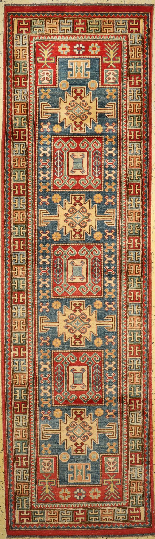 Kazak neugeknüpft, Pakistan, ca. 30 Jahre, Wolle auf Wolle, ca. 292 x 83 cm, EHZ: 1-2