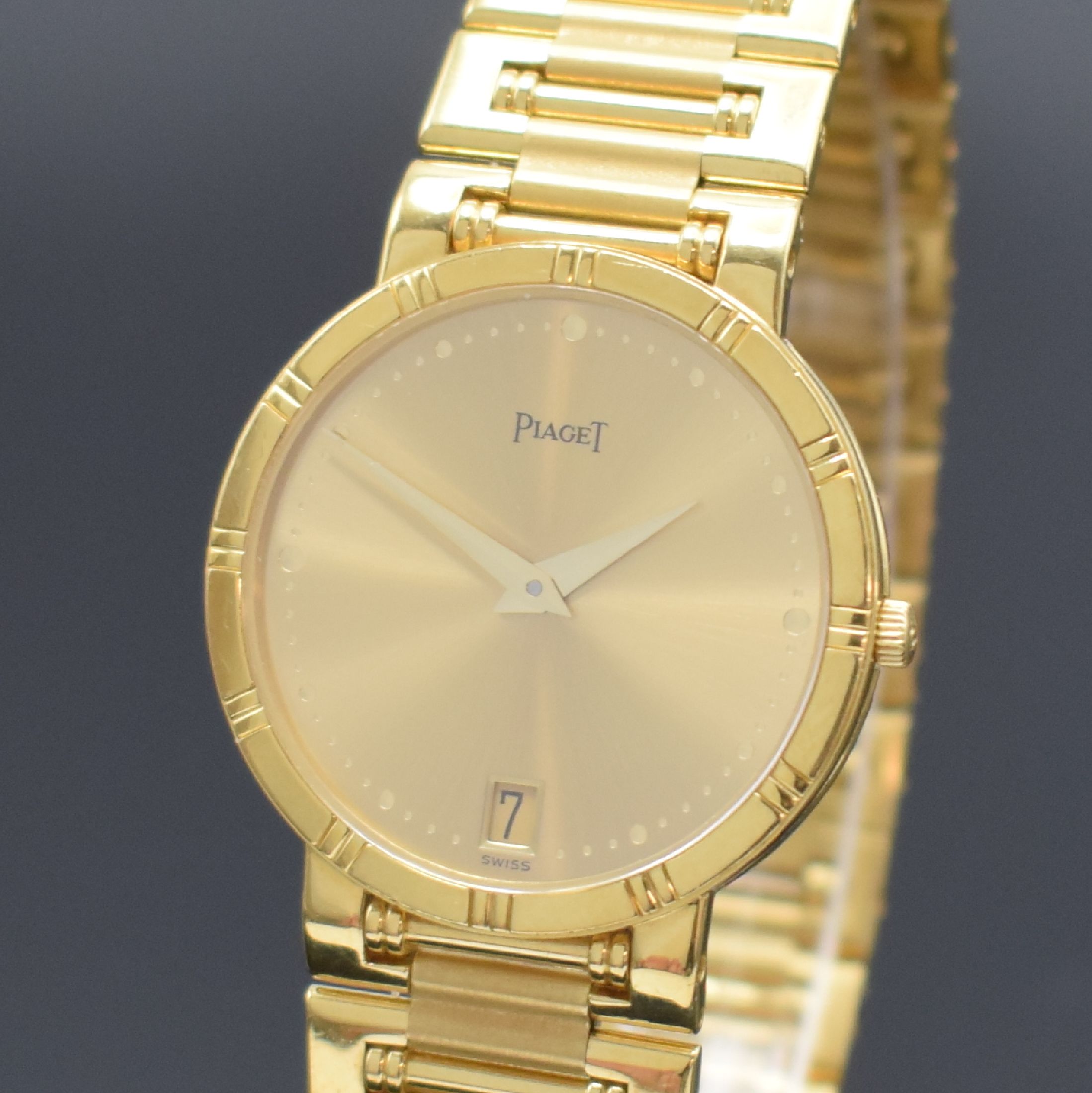 Detail a: PIAGET Dancer Herrenarmbanduhr in GG 750/000 Referenz 15123 K 81, Schweiz um 1996, quarz, 2-teil. Geh., Boden 4-fach verschr., Glieder-band m. ...
