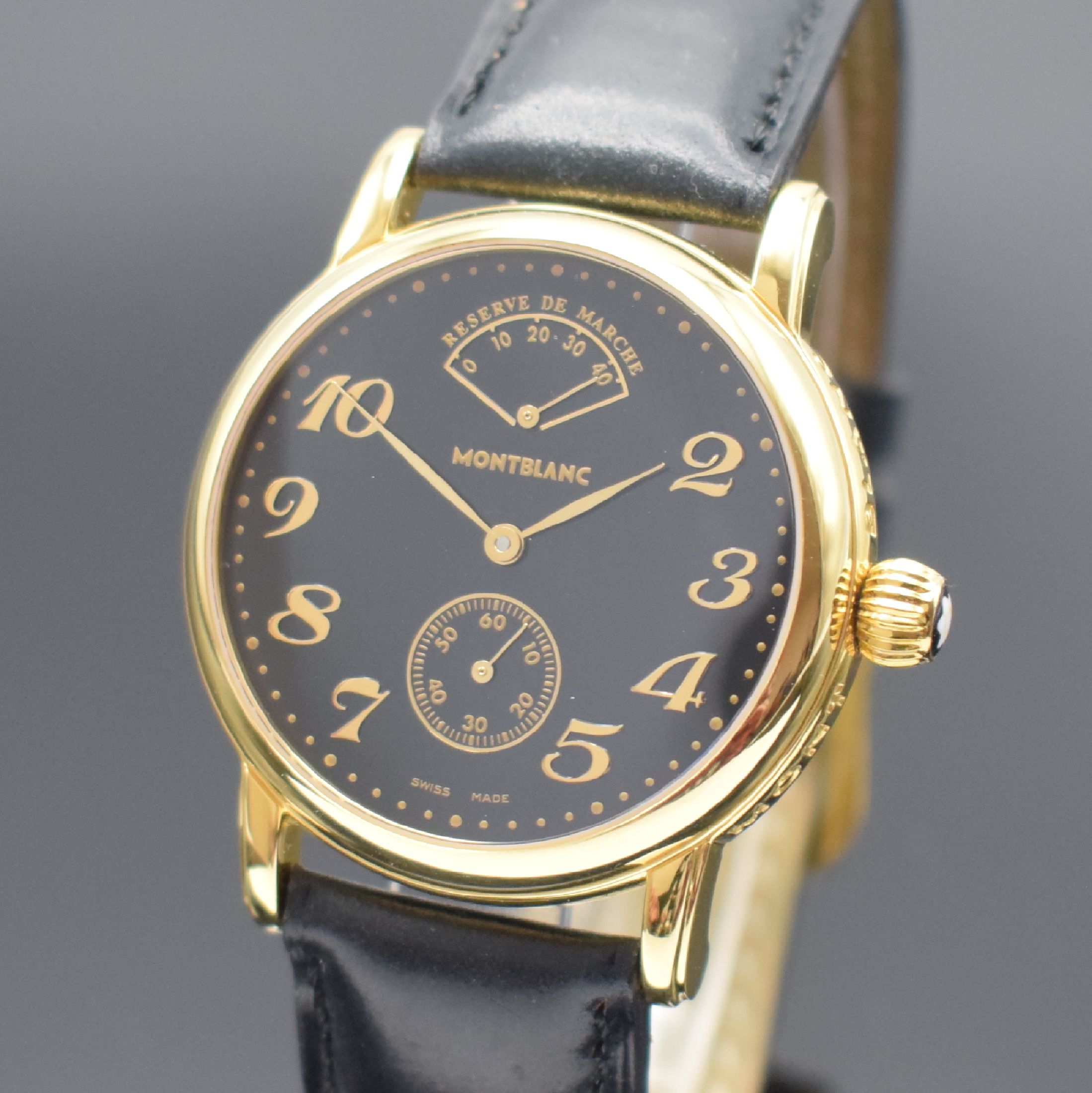 Detail a: MONTBLANC Herrenarmbanduhr Meisterstück mit Gangreserveanzeige Referenz 7003, Schweiz um 1999, Handaufzug, verg. Edelstahlgeh. inkl. neutr. ...