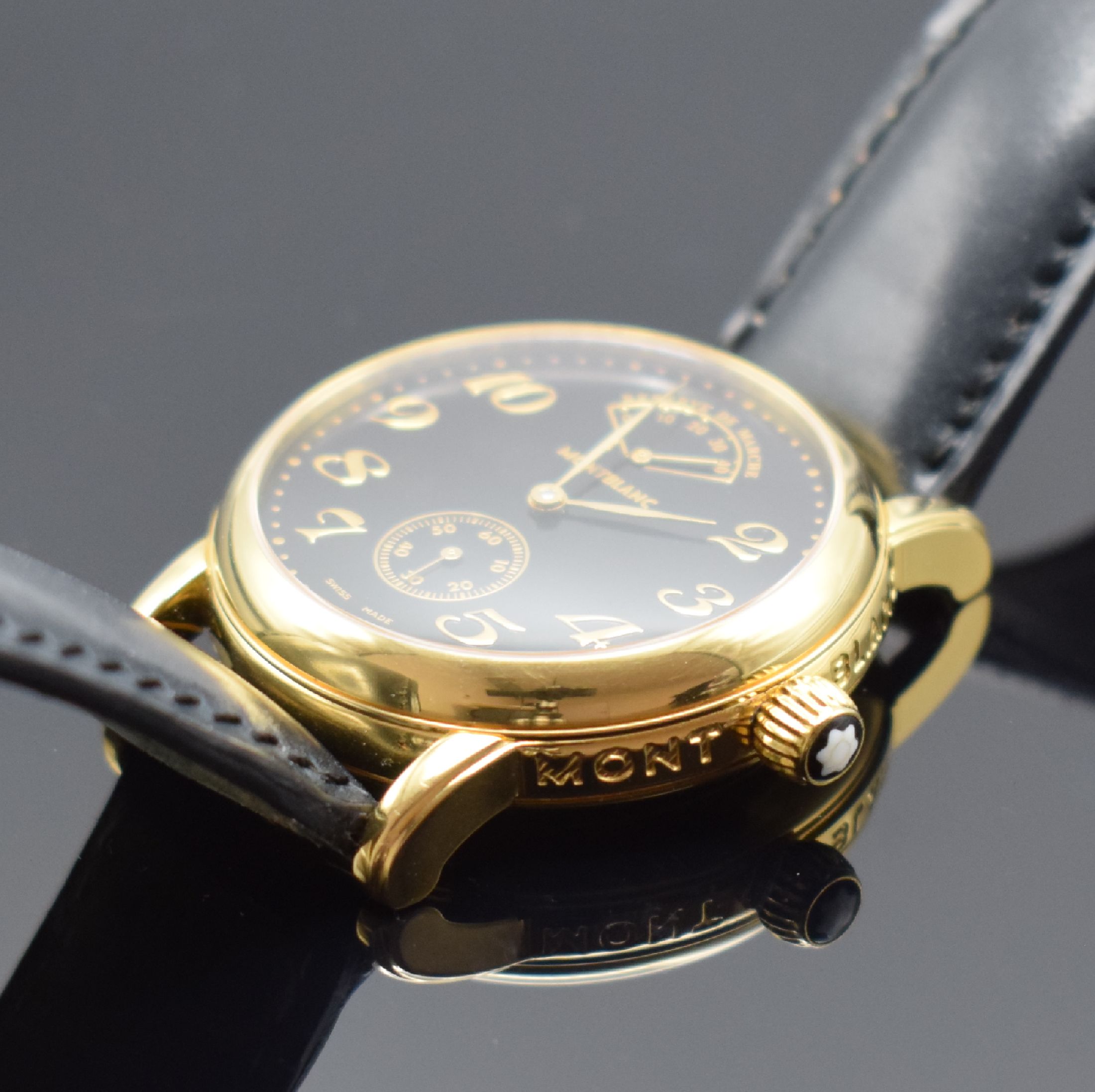 Detail b: MONTBLANC Herrenarmbanduhr Meisterstück mit Gangreserveanzeige Referenz 7003, Schweiz um 1999, Handaufzug, verg. Edelstahlgeh. inkl. neutr. ...