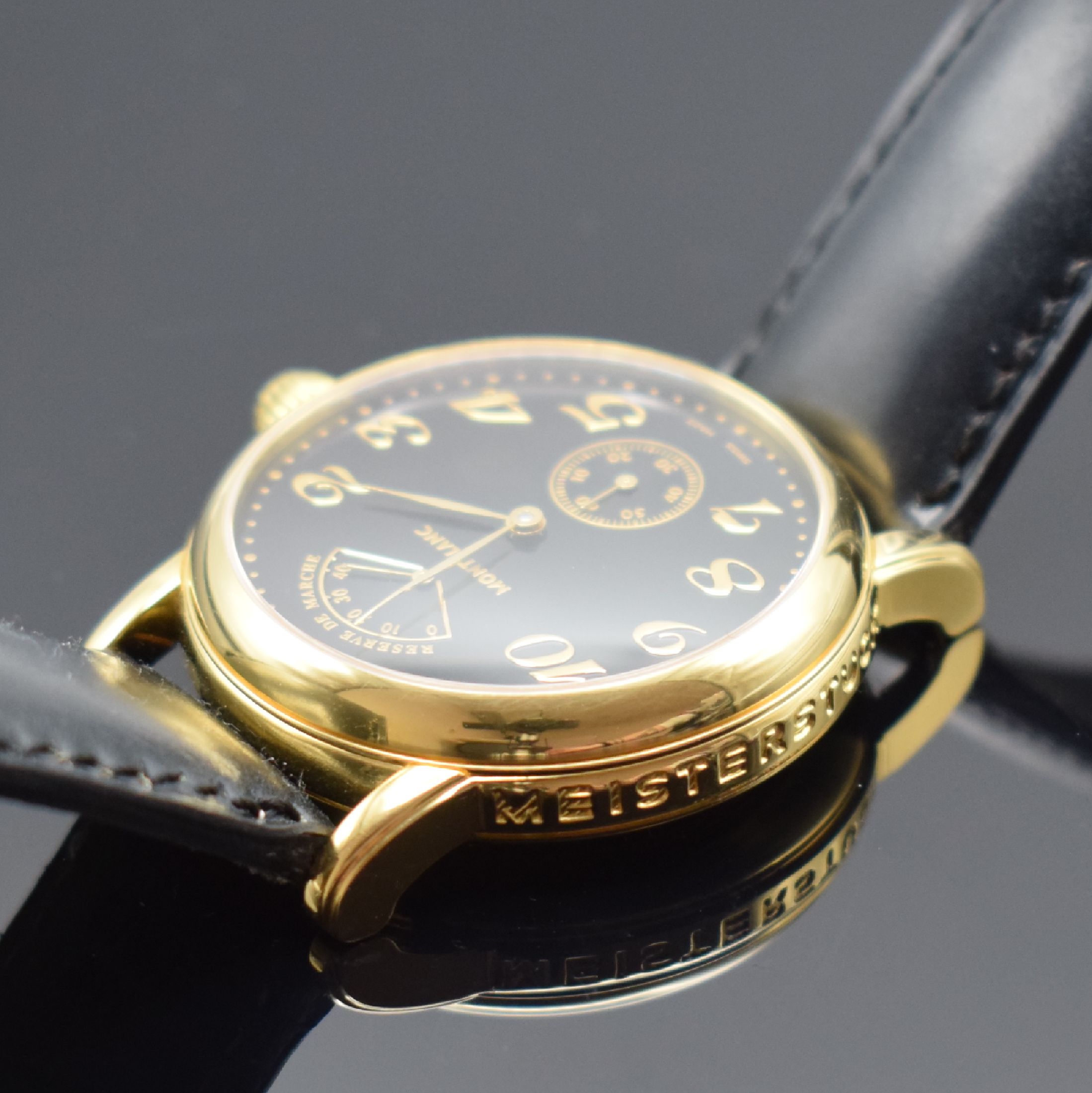 Detail c: MONTBLANC Herrenarmbanduhr Meisterstück mit Gangreserveanzeige Referenz 7003, Schweiz um 1999, Handaufzug, verg. Edelstahlgeh. inkl. neutr. ...