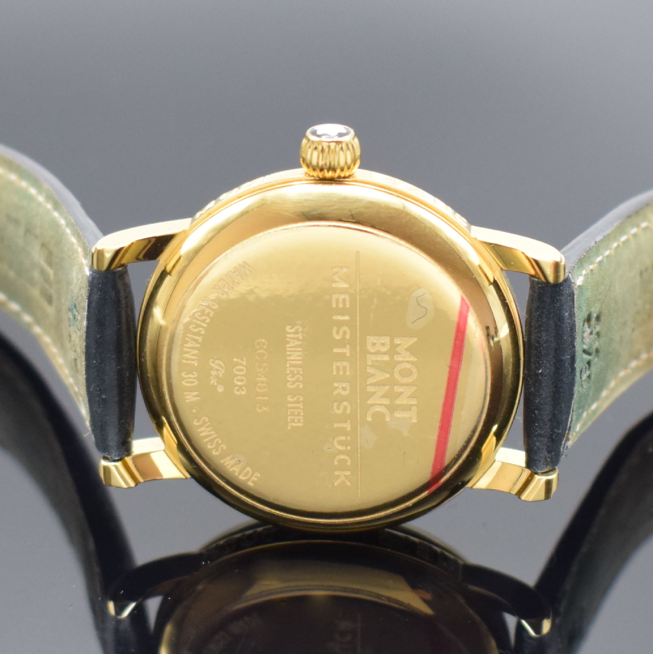 Detail d: MONTBLANC Herrenarmbanduhr Meisterstück mit Gangreserveanzeige Referenz 7003, Schweiz um 1999, Handaufzug, verg. Edelstahlgeh. inkl. neutr. ...