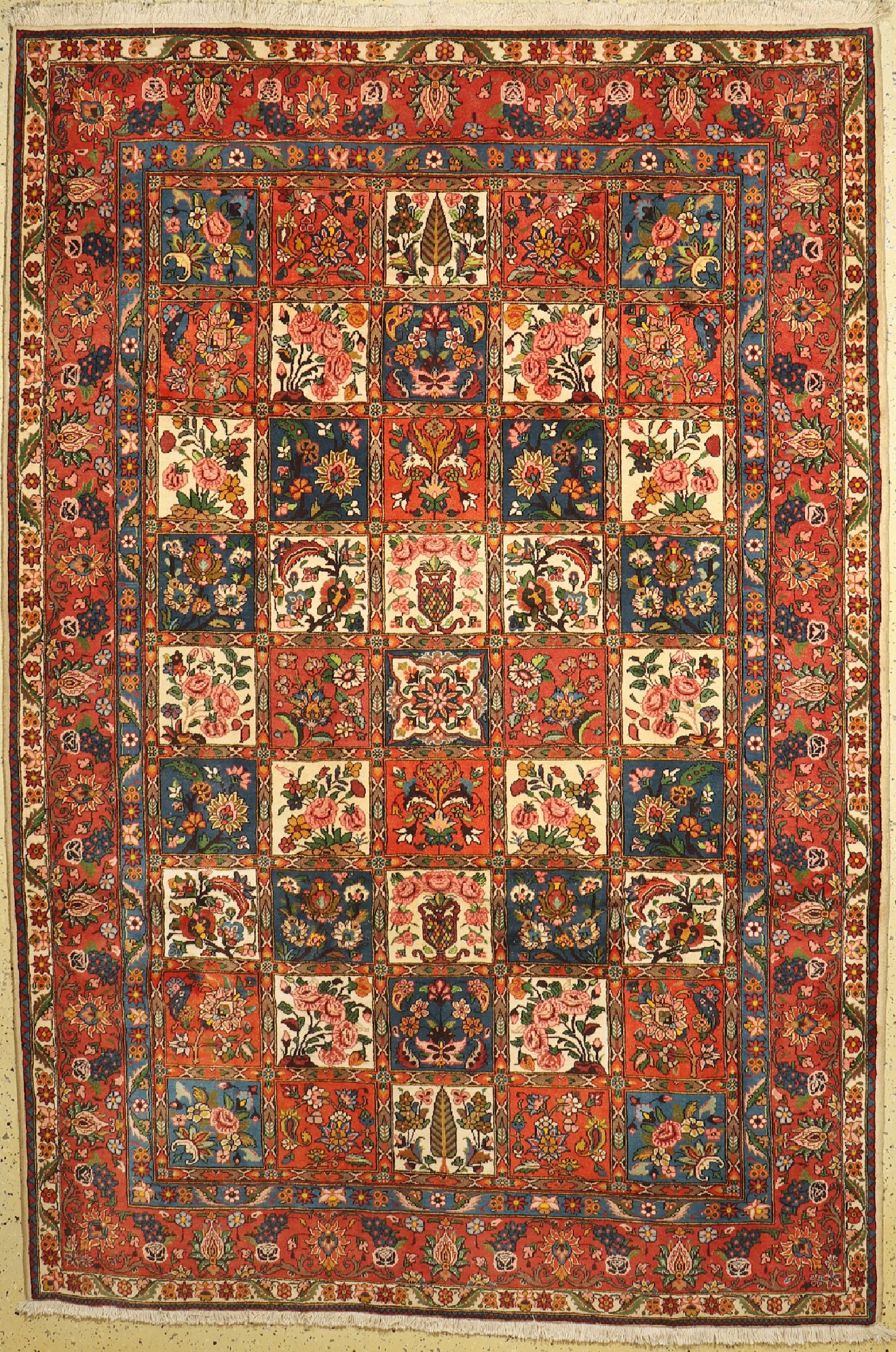 Bachtiar Kork fein, Persien, ca. 40 Jahre, Korkwolle auf Baumwolle, ca. 310 x 210 cm, EHZ: 1