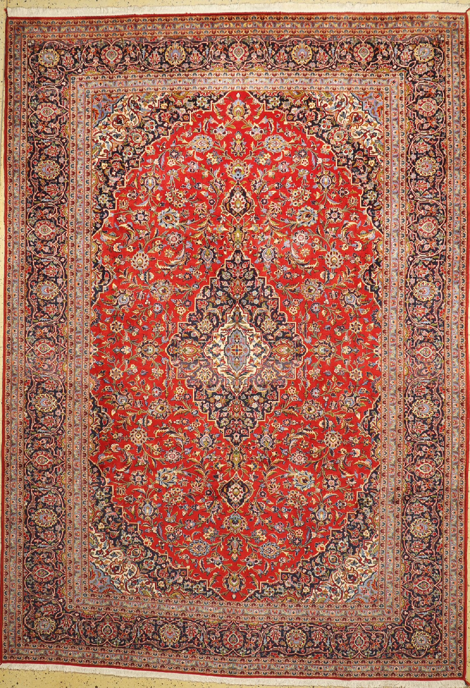 Keschan Kork fein, Persien, ca. 50 Jahre, Korkwolle auf Baumwolle, ca. 360 x 253 cm, Abrasch, EHZ: 1(gebraucht)