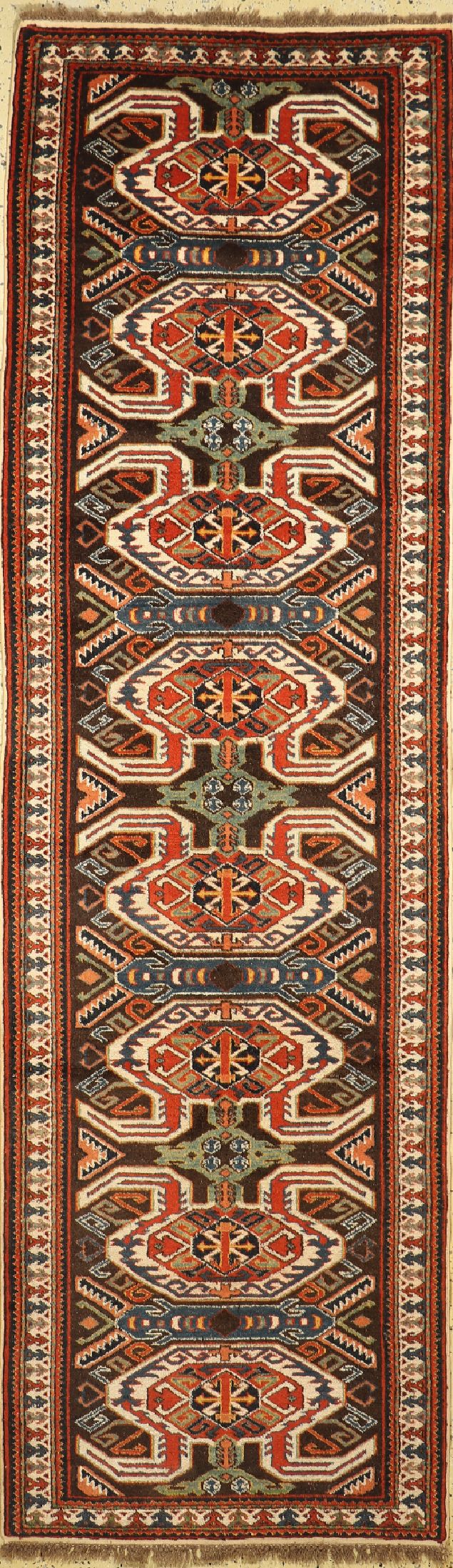 Lenkoran, Rußland, ca. 50 Jahre, Wolle auf Wolle, ca. 310 x 90 cm, EHZ: 1-2