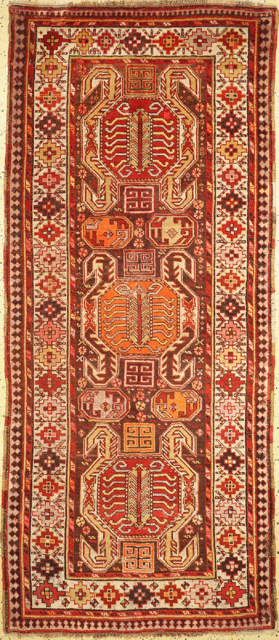 Antiker Lenkoran, Kaukasus, um 1900, Wolle auf Wolle, ca. 267 x 112 cm, EHZ: 3-4