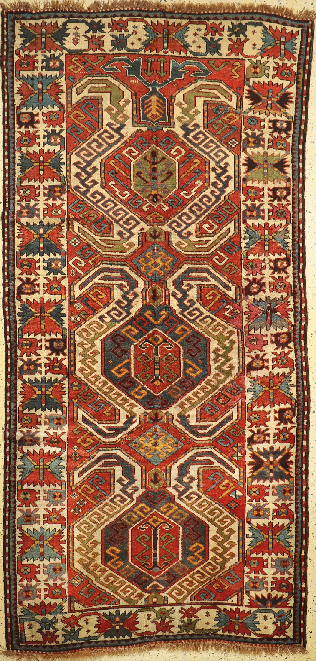 Antiker Lenkoran, Kaukasus, 19.Jhd, Wolle auf Wolle, ca. 285 x 136 cm, EHZ: 3