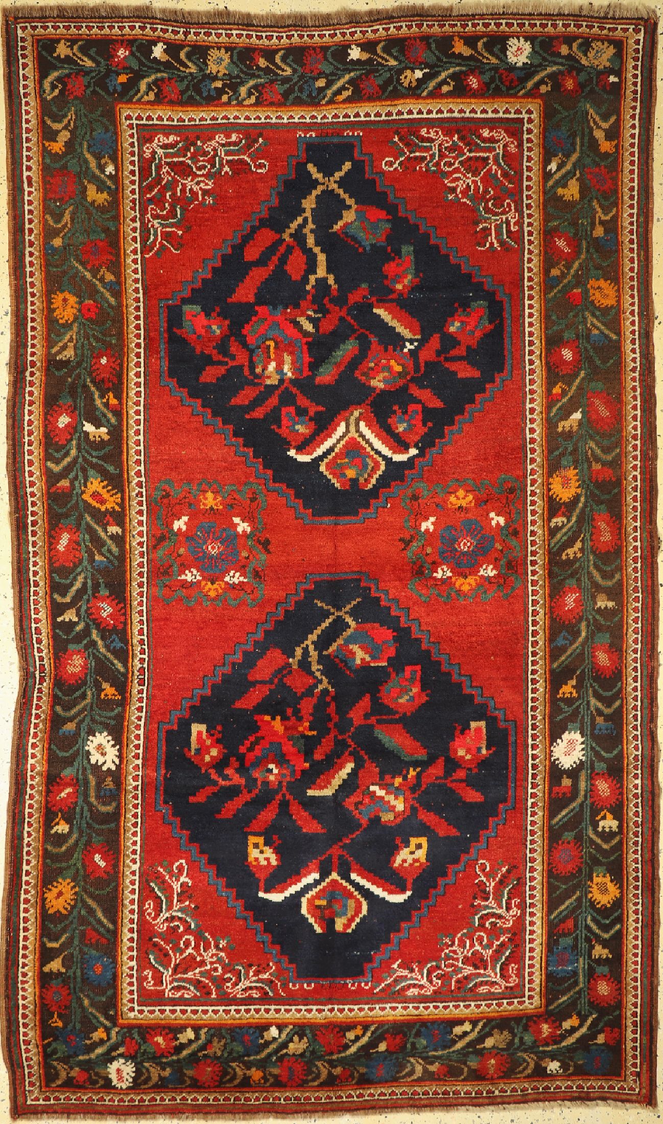 Antiker Karabagh, Kaukasus, um 1900, Wolle auf Wolle, ca. 285 x 170 cm, EHZ: 2(Oxidiert)