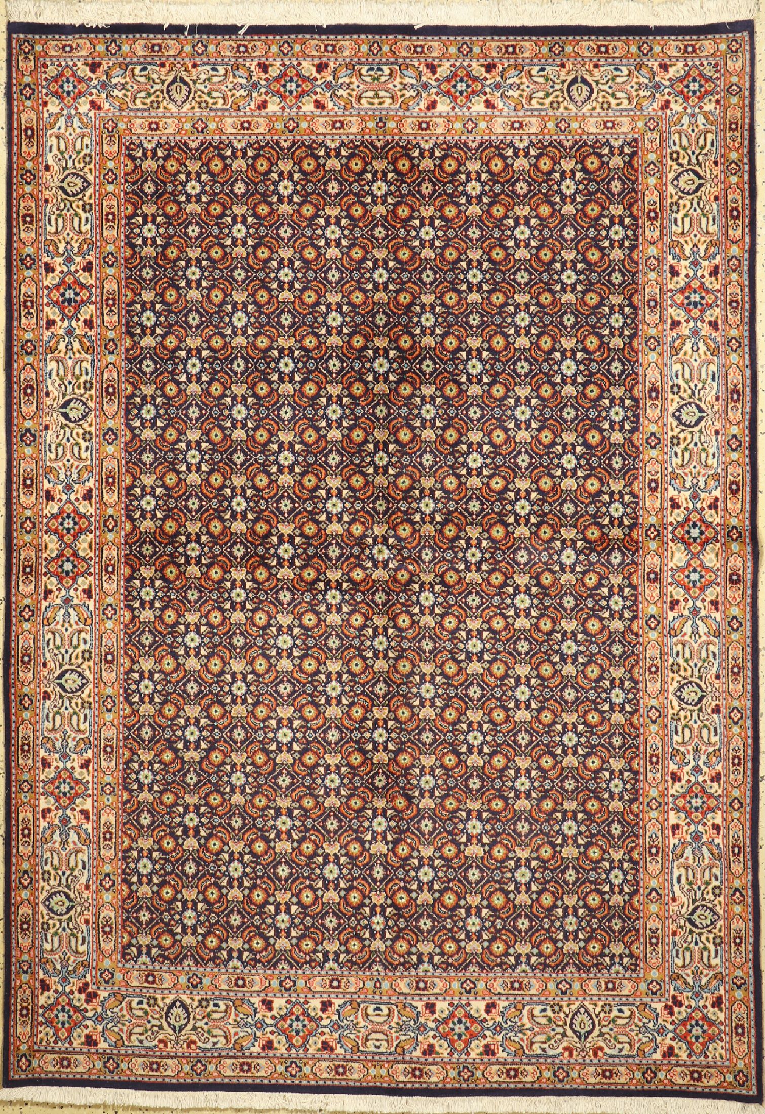 Mud Kork fein, Persien, ca. 40 Jahre, Korkwolle mit Seide, ca. 235 x 165 cm, EHZ: 1