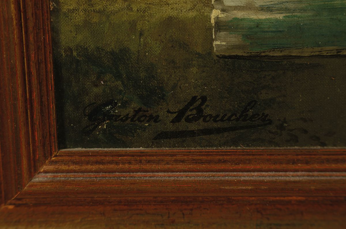 Detail a: Gaston Boucher, französischer Künstler des späten 19./frühen 20.Jh., Blumenstillleben mit Pfingstrosen in verschiedenen Stadien der Blüte, ...