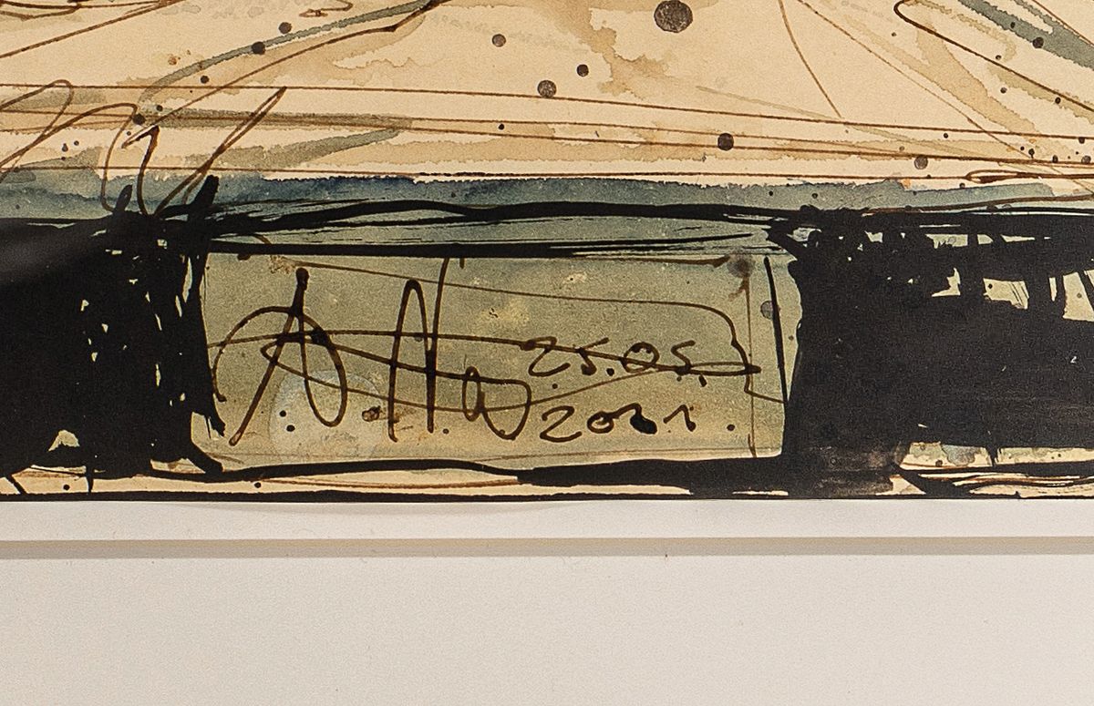 Detail a: Andreas Noßmann, geb. 1962, "Judith", Mischtechnik: Federzeichnung, Aquarell/ Farbstift auf Papier, Frauenakt re. u. signiert u. datiert ...