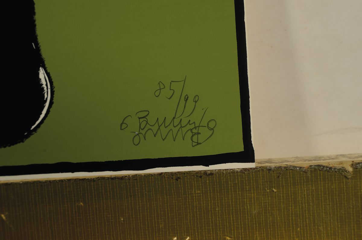 Detail a: Bruno Bruni, geb. 1935, Farbserigrafie auf glatten Karton, Blatt aus dem Mappenwerk "IL Cappotto", handsigniert, num. 85/99, dat (19)69, ...