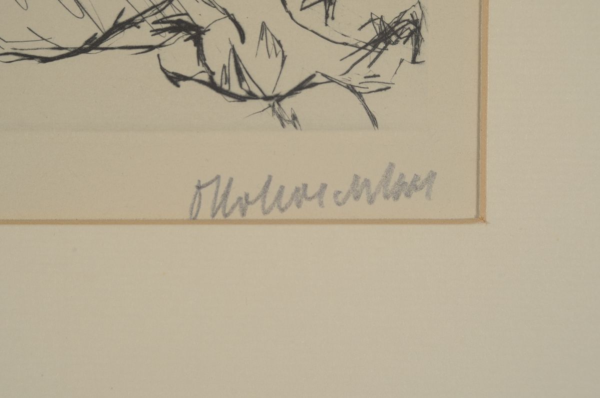 Detail a: Oskar Kokoschka, 1886 - 1980, Kaltnadelradierung auf handgeschöpftem Auvergne-Bütten, Titel: Begegnung Penthesileas und Achills auf dem Kampffeld ( ...