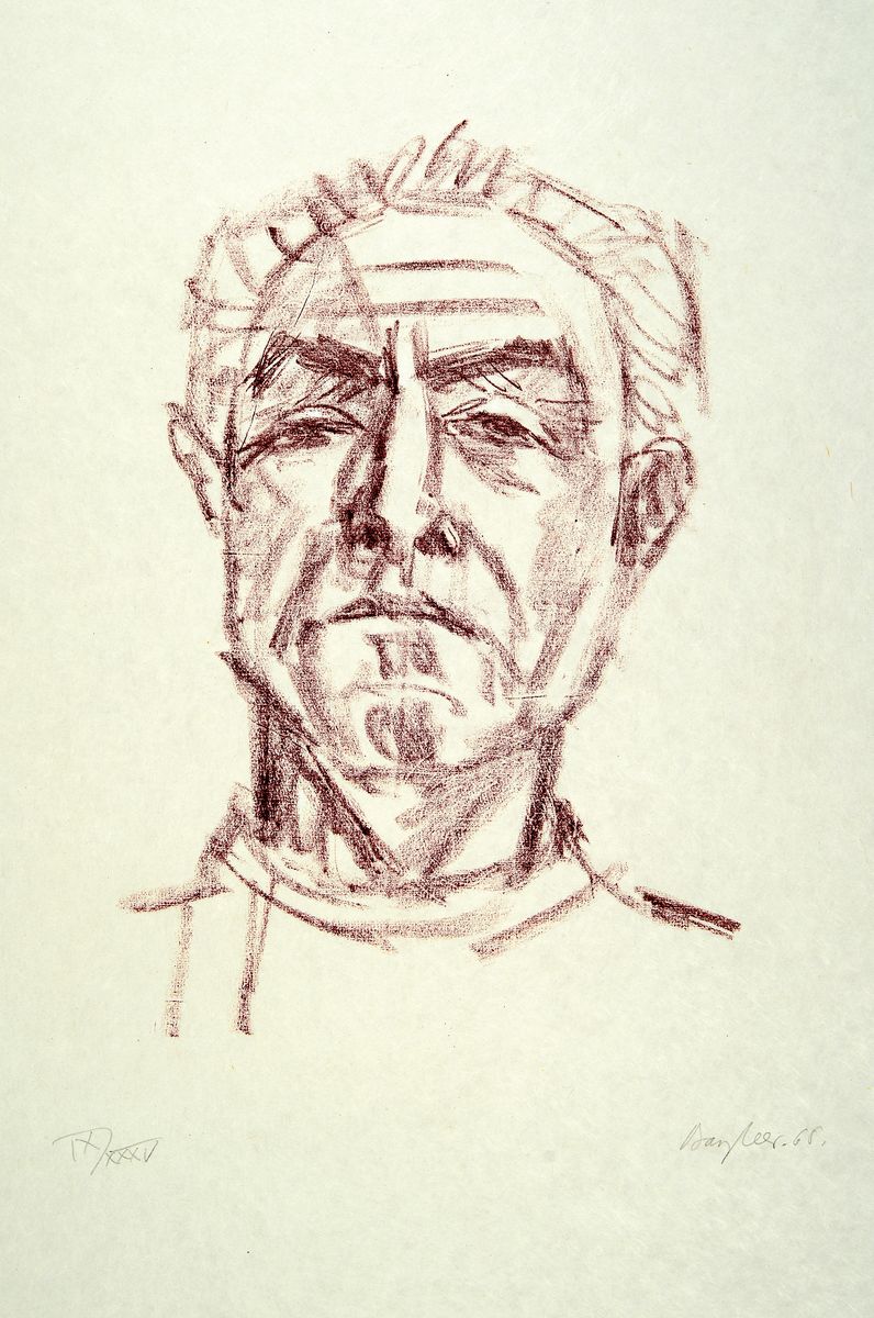 Eduard Bargheer, 1901 - 1979, Lithografie auf Jajpon nacré-Papier, Selbstbildnis, nummeriert 9/35, aus 1965, Blattgr. 76 x 54 cm