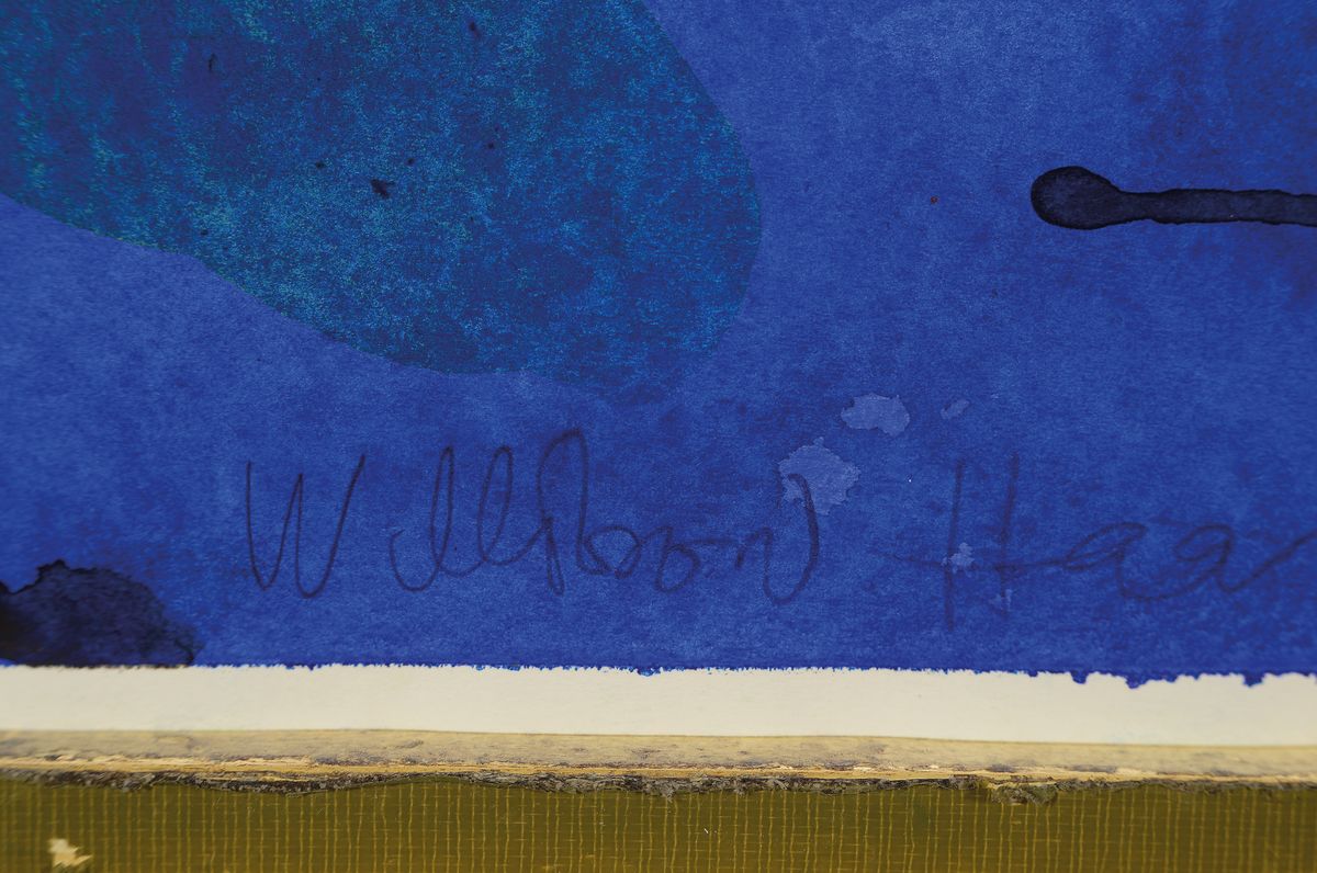 Detail a: Willibrord Haas, geb. 1936, "Dunkel dunkel", farbenprächtiges Aquarell auf dickem Büttenpapier, rückseitig nochmals sign. und betitelt, ...