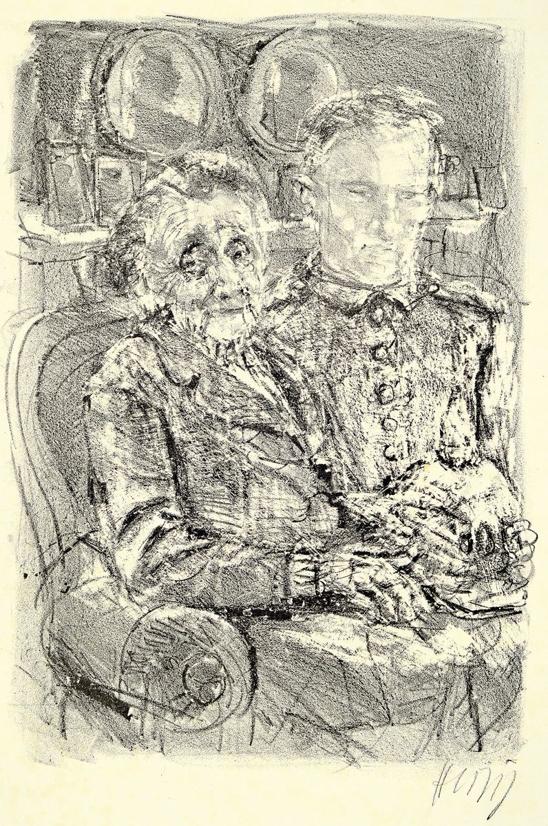 Bernhard Heisig, 1925 - 2011, Kreidelithografie auf genarbtem Maschinen- Büttenpapier, Auflage 35, die großformatige Litho stammt aus dem Jahre ...