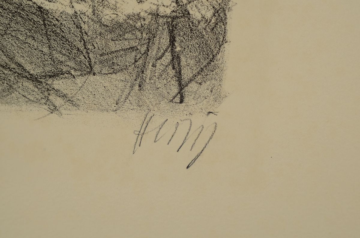 Detail a: Bernhard Heisig, 1925 - 2011, Kreidelithografie auf genarbtem Maschinen- Büttenpapier, Auflage 35, die großformatige Litho stammt aus dem Jahre ...