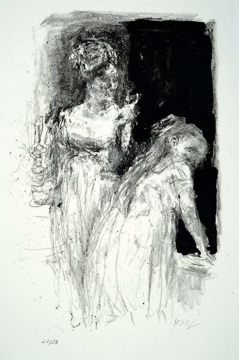 Bernhard Heisig, 1925 - 2011, Lithografie auf dickem Zerkall Büttenpapier m.Wasserzeichen, handsigniert und num. 28/33, Litho stammt aus dem Jahre ...