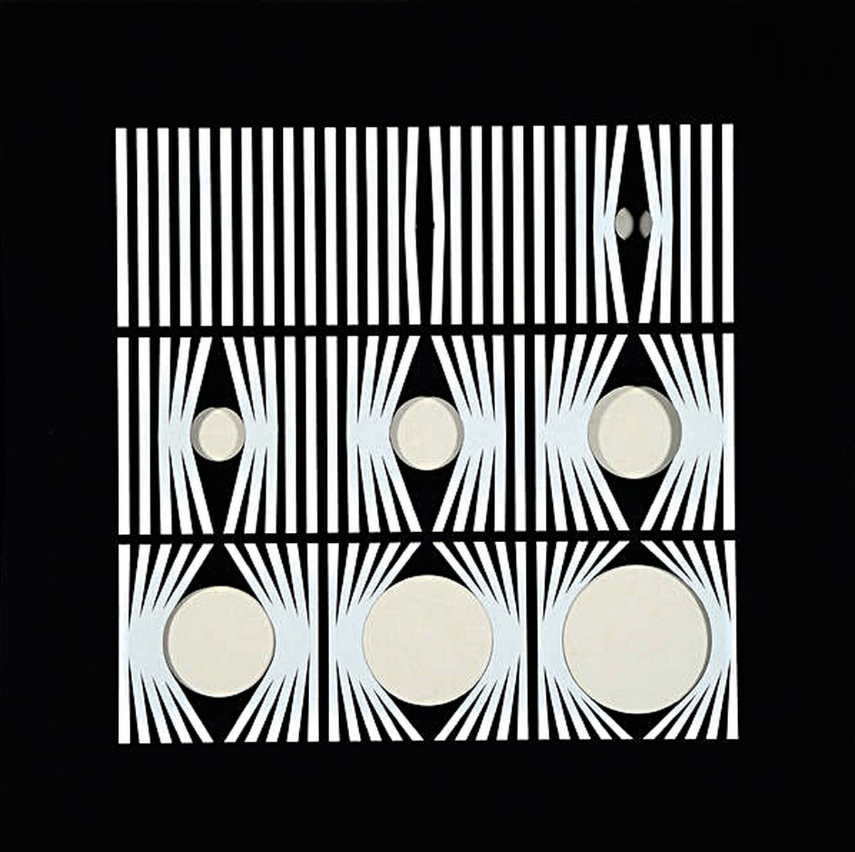 Marcello Morandini, geb. 1940, Siebdruck auf Karton, mit Ausstanzungen, "geometrische Komposition", handsigniert und datiert 1966, Blattgr. ...