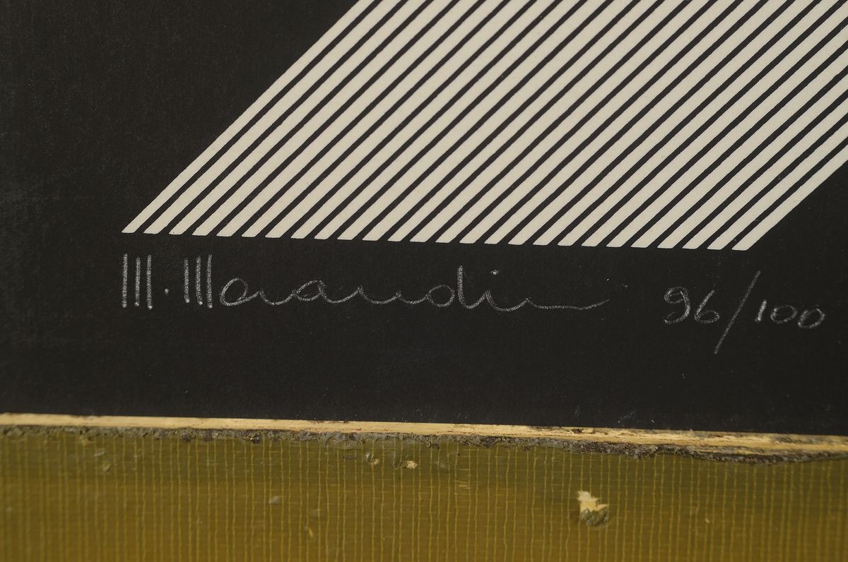 Detail a: Marcello Morandini, geb. 1940, Siebdruck auf Karton, "geometrische Komposition", handsigniert und datiert 1971, Blattgr. 68.5 x 68.5 cm, ...