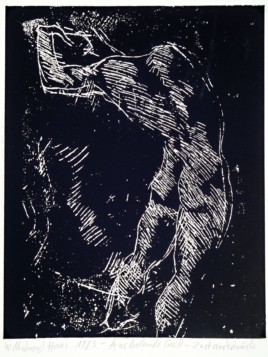 Detail a: Willibrord Haas, geb. 1936, 4 Erotik- Radierungen auf dickem Büttenpapier, jeweils handsigniert, datiert und betitelt, sog. Zustandsdrucke, je ca. ...
