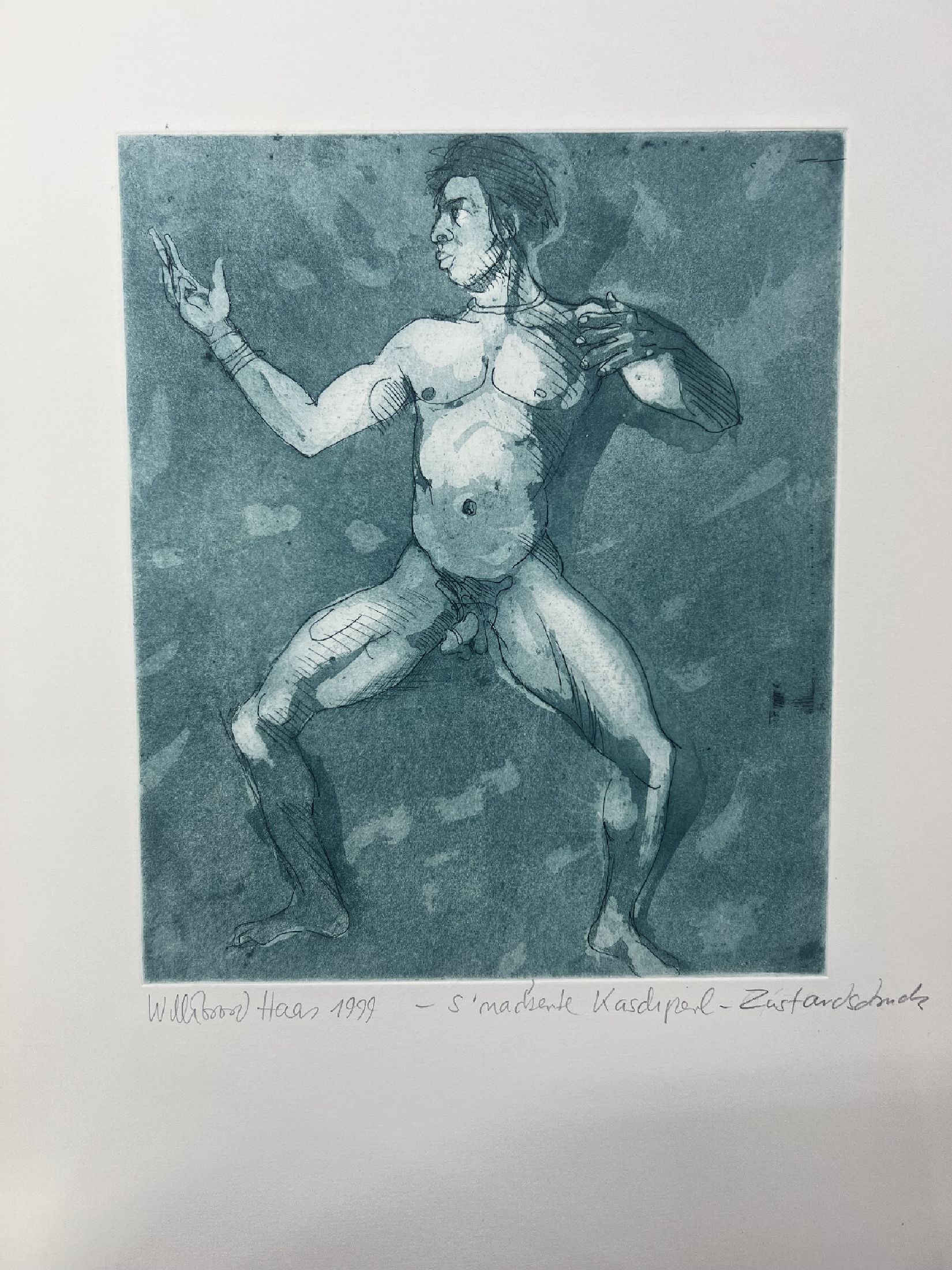 Detail b: Willibrord Haas, geb. 1936, 5 Erotik- Radierungen auf dickem Büttenpapier, jeweils handsigniert, datiert und betitelt, sog. Zustandsdrucke, je ca. ...