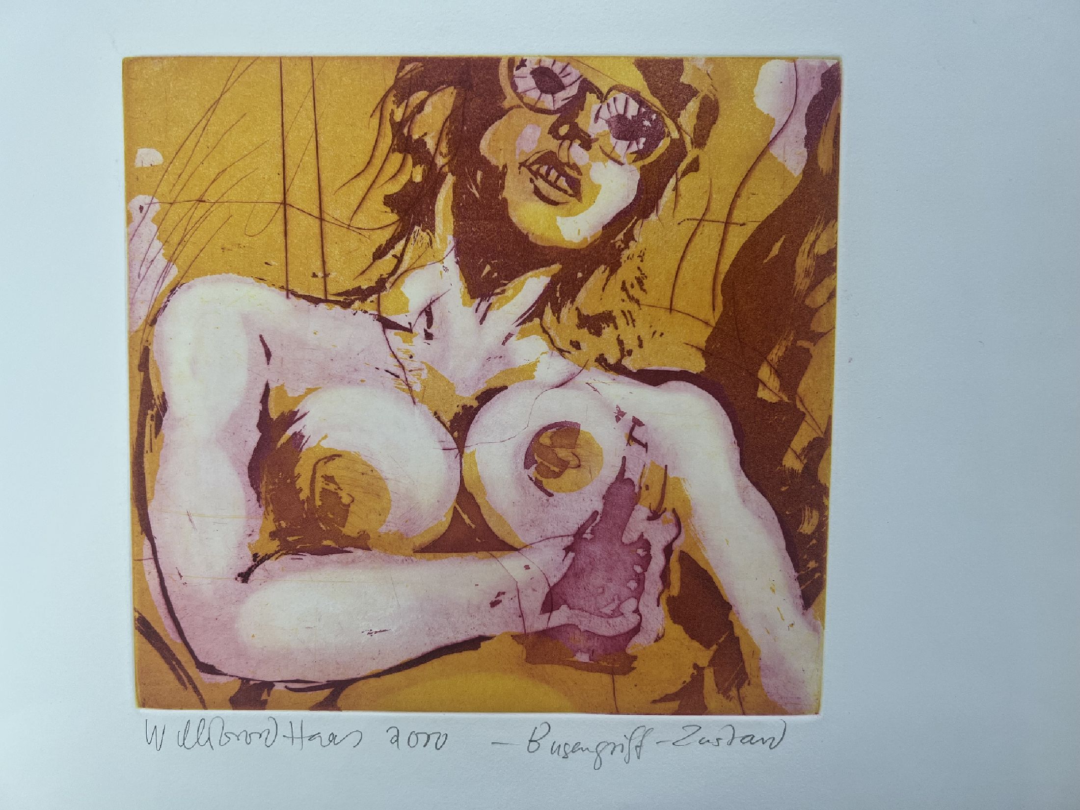 Detail c: Willibrord Haas, geb. 1936, 5 Erotik- Radierungen auf dickem Büttenpapier, jeweils handsigniert, datiert und betitelt, sog. Zustandsdrucke, je ca. ...