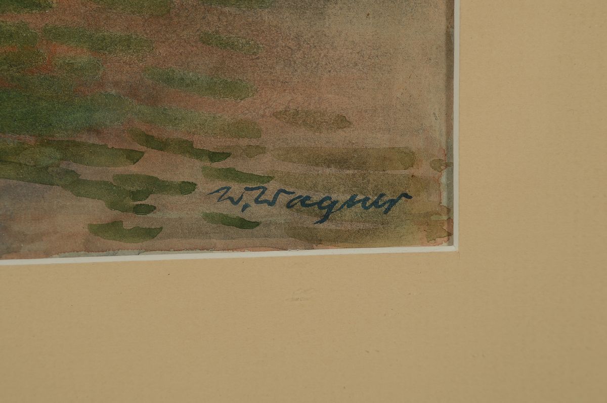 Detail a: Wilhelm Wagner, 1887 Hanau-1968 Bad Saarow, Stillleben mit Feldblumenstrauß vor Fenster, Aquarell auf Papier, ca. 43x33cm, PP, u.Gl., R. ca. ...
