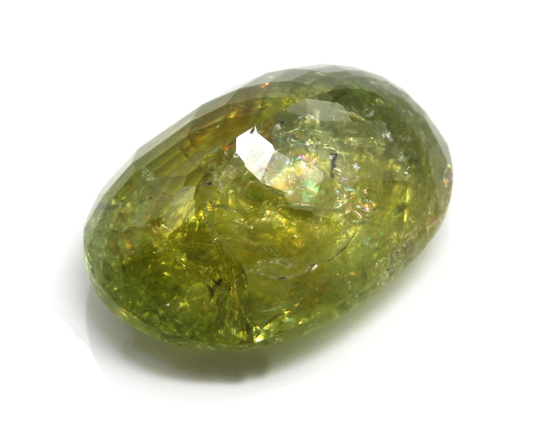 Detail a: Loser Turmalin (Paraiba) 24.98 ct, ovalfacett., green, AIG-Expertise