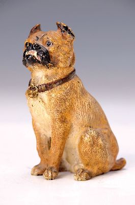 Image 26549332 - Wiener Bronze, um 1900, , Bulldogge, bunt bemalt, H. ca.10 cm, l. Altersspuren