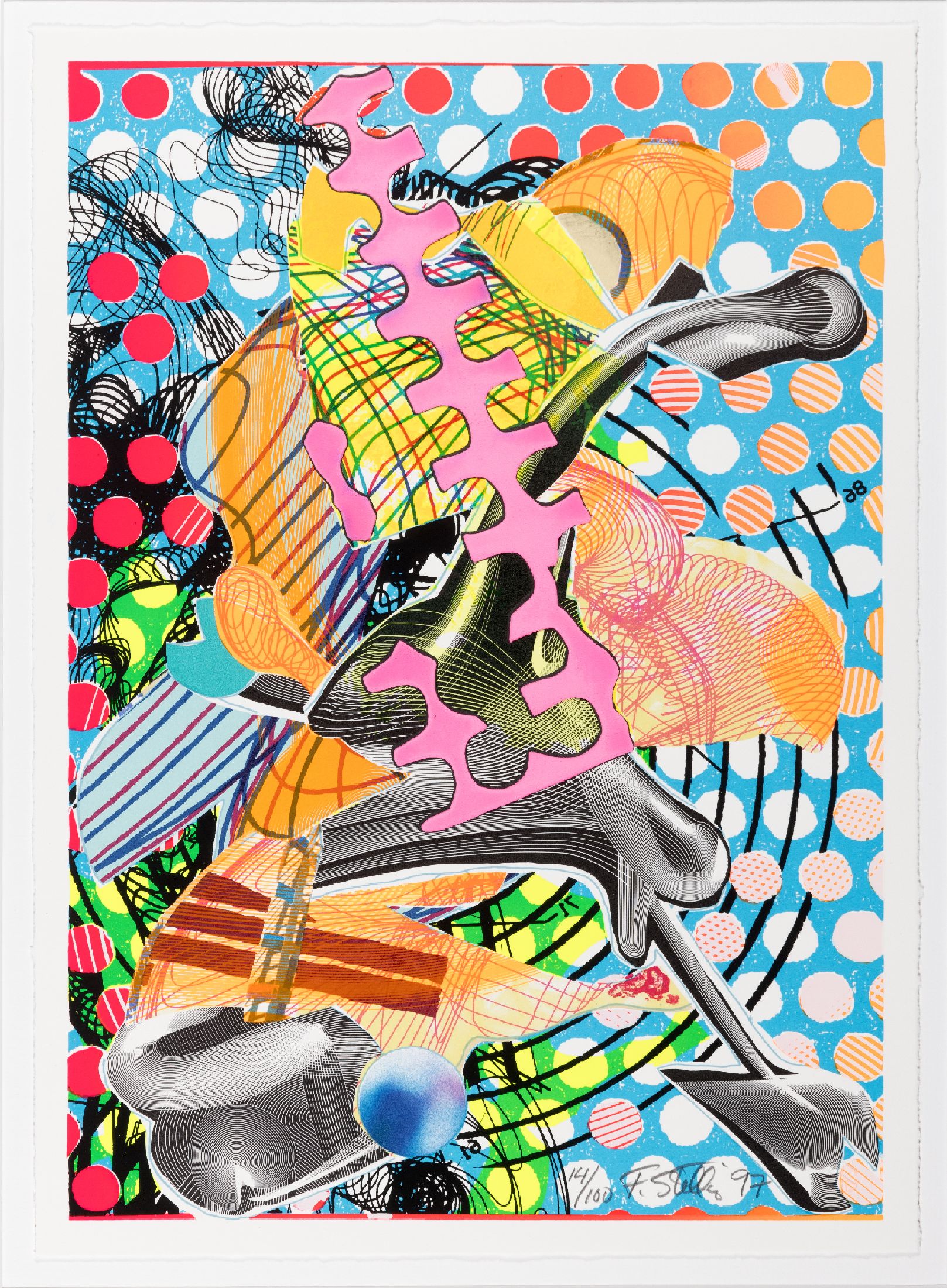 Frank Stella, geb. 1936 Malden/Massachusetts -1936, aus "Prinz von Hohenfließ", Litho auf Siebdruck, num. 14/100, Papier Lana weiß, Tyler ...