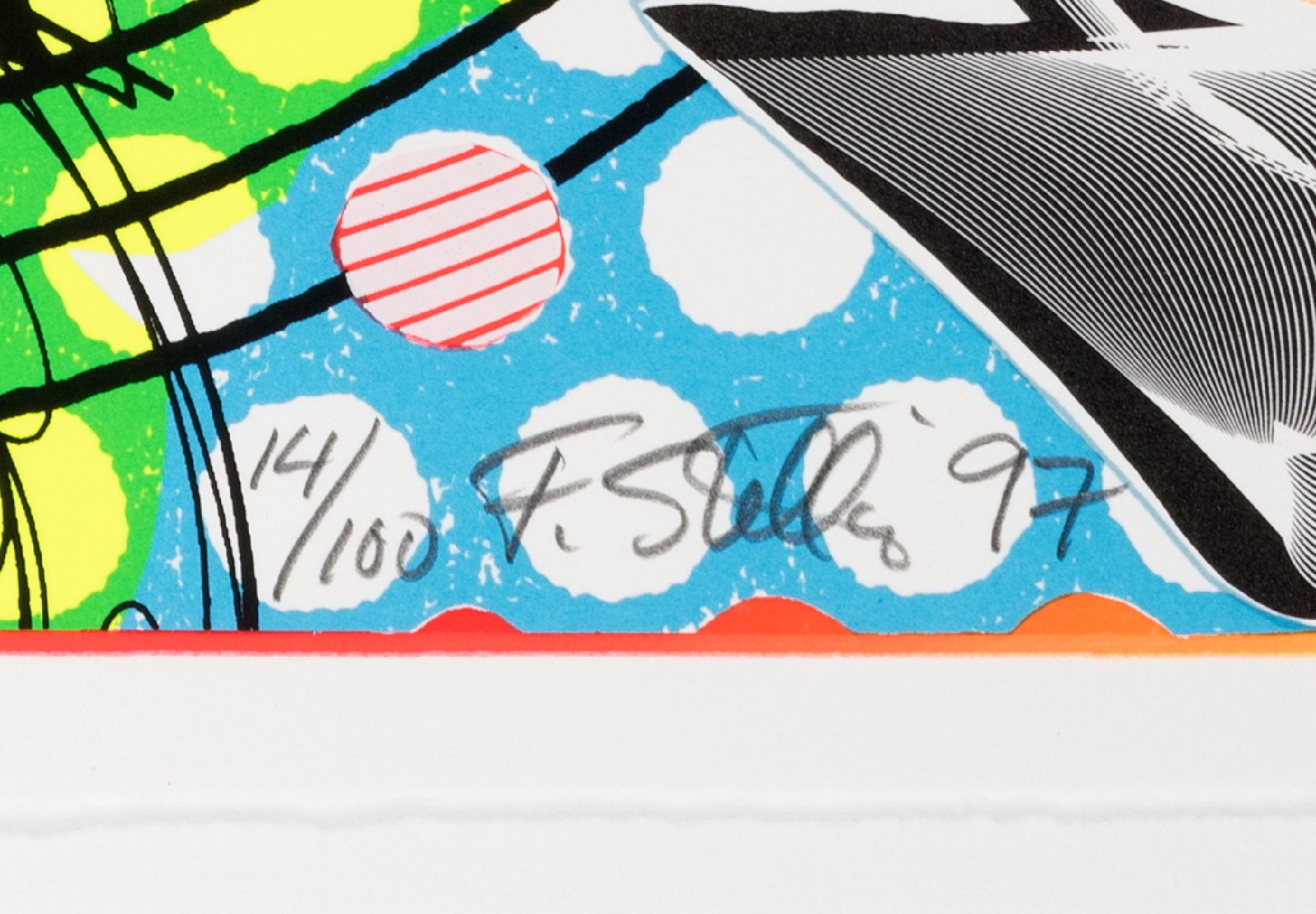 Detail a: Frank Stella, geb. 1936 Malden/Massachusetts -1936, aus "Prinz von Hohenfließ", Litho auf Siebdruck, num. 14/100, Papier Lana weiß, Tyler ...