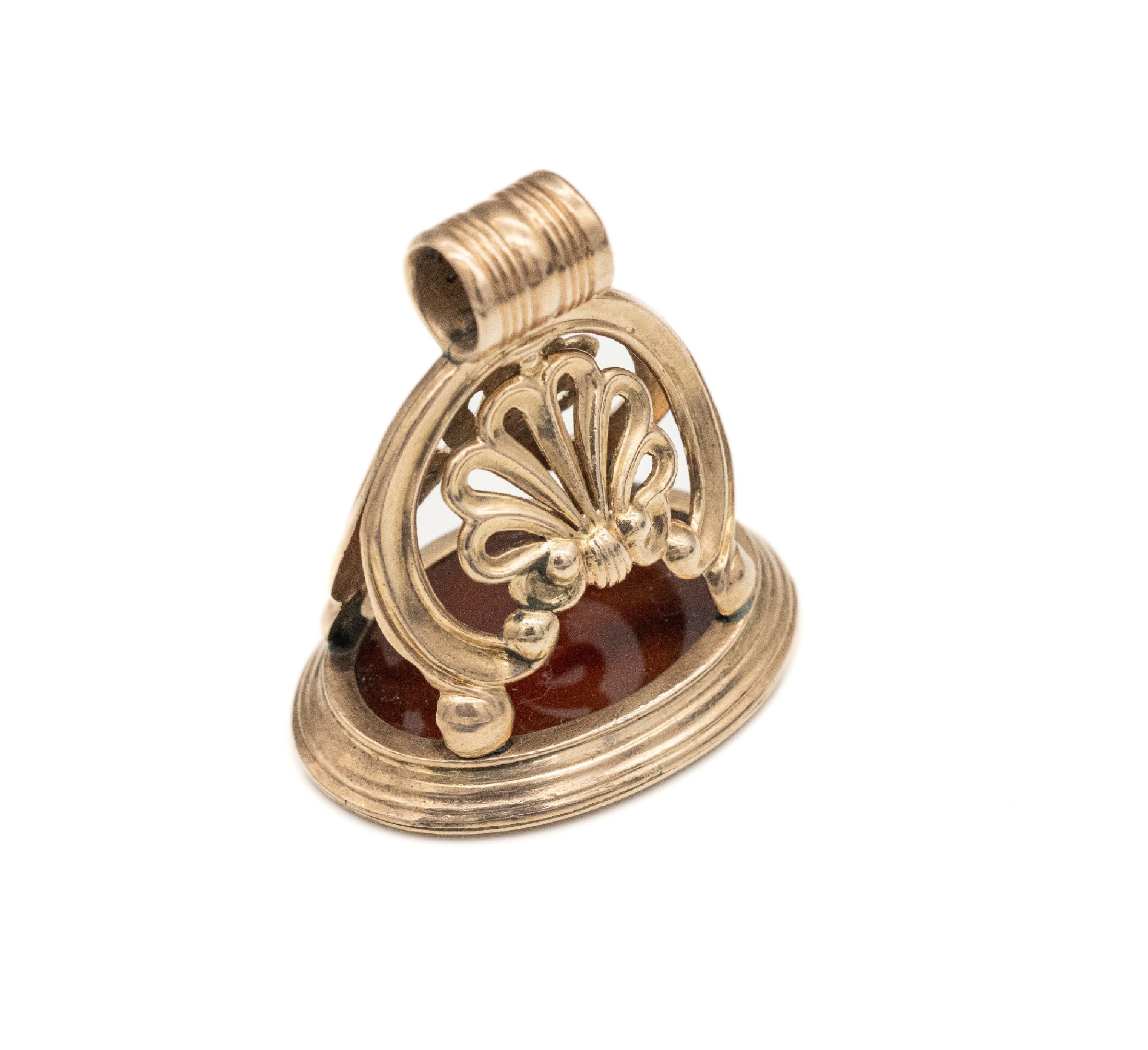 Detail a: 14 kt Gold Petschaft um 1880, GG 585/000, getreppt, Balusterform, Karneolplatte mit geschnittenem Kopf eines Bärtigen, tiefer Schnitt, L. ca. 3.8 ...