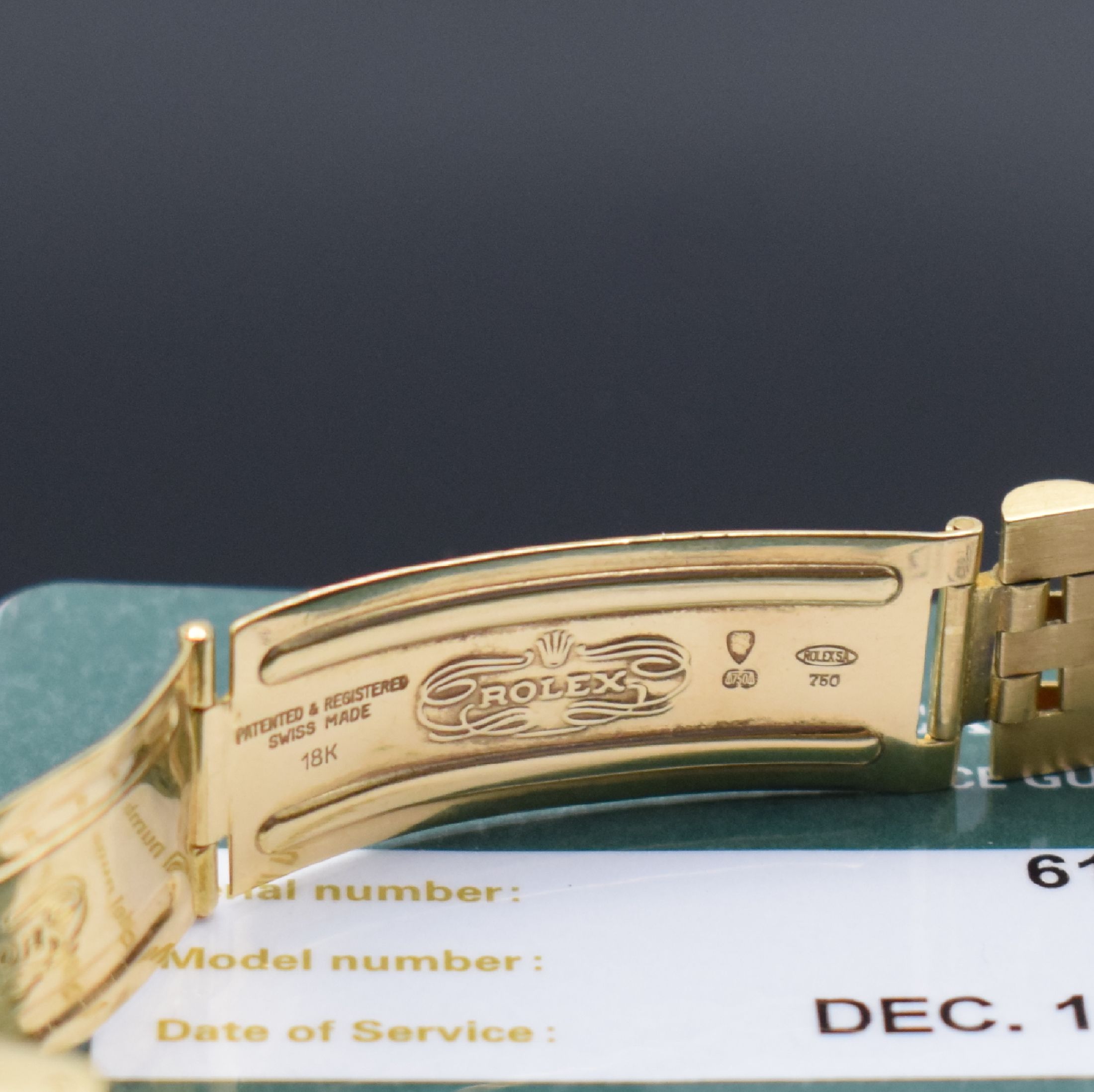 Detail c: ROLEX Datejust Herrenarmbanduhr Referenz 16078 in GG 750/000, Schweiz um 1980, Automatik, verschr. Oystergehäuse, Lünette m. Rindengravur, gold. ...